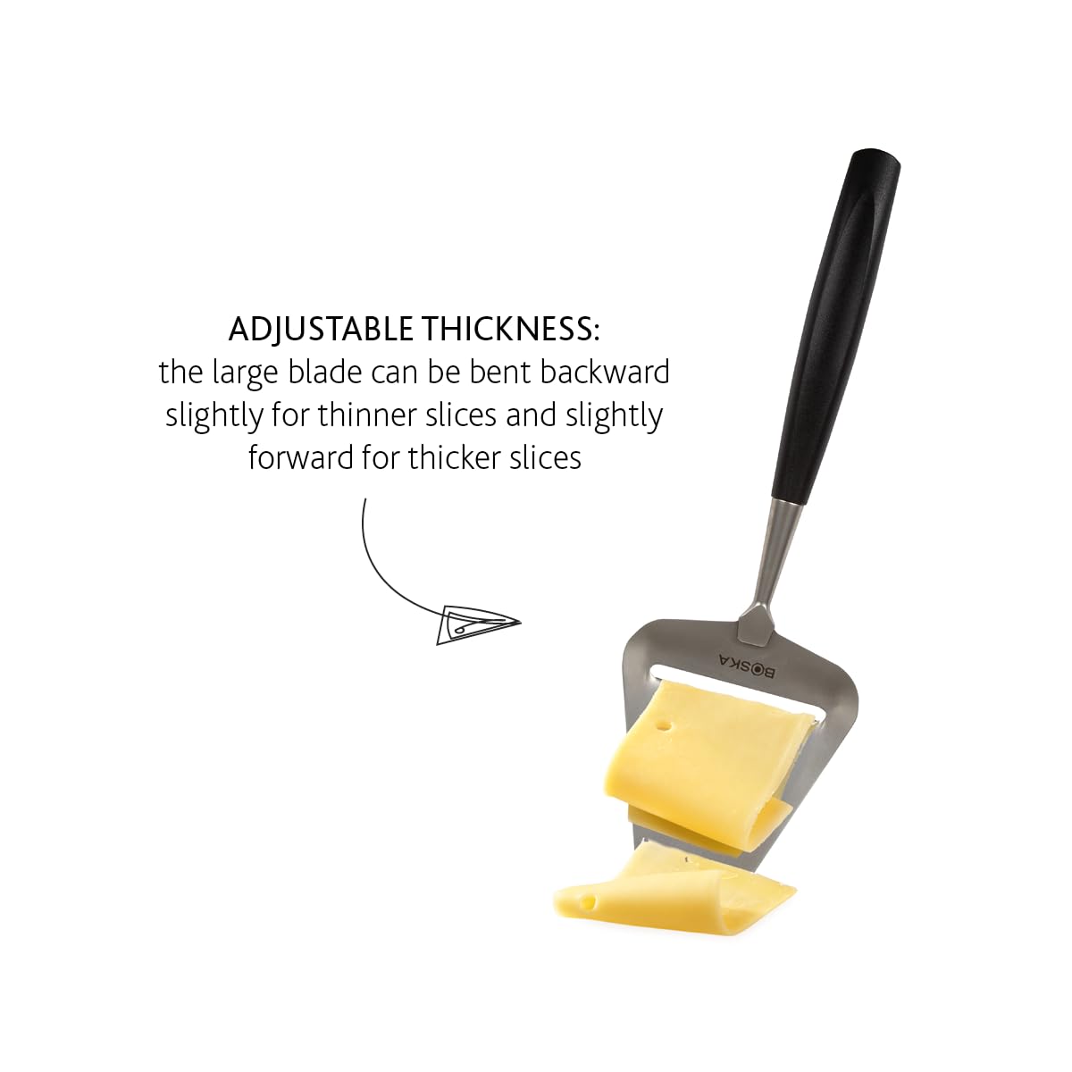 Boska Stainless Steel Cheese Slicer - Multi-Functional Handheld Cheese Cutter for Hard & Soft Cheeses - Non-Stick Silver Kitchen Tool - Dishwasher Safe - Perfect for Charcuterie Boards, Sandwiches & Cooking