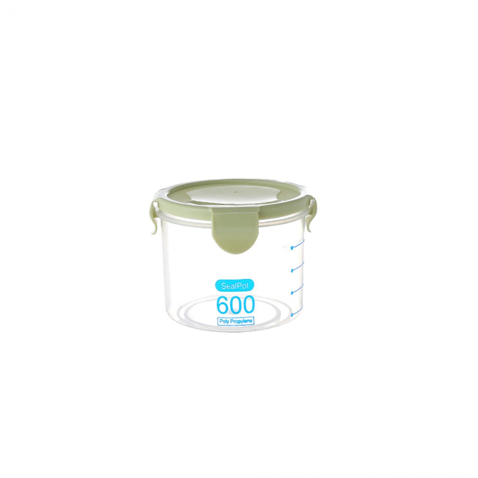 Plastic Food Storage Containers - 600ml Transparent Airtight Kitchen Storage Box for Cereal, Beans, Nuts | BPA-Free, Stackable & Leakproof | Perfect for Pantry Organization, Meal Prep & Leftovers (Green)