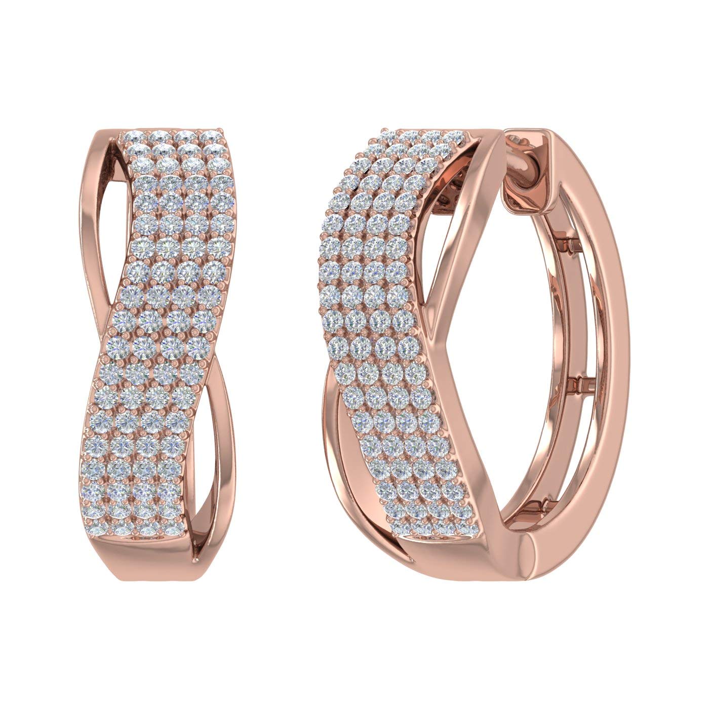 14K Gold 1/2 Carat Diamond Hoop Earrings - I1-I2 Clarity Round Cut Stud Earrings for Women | Perfect for Weddings, Parties & Everyday Elegance