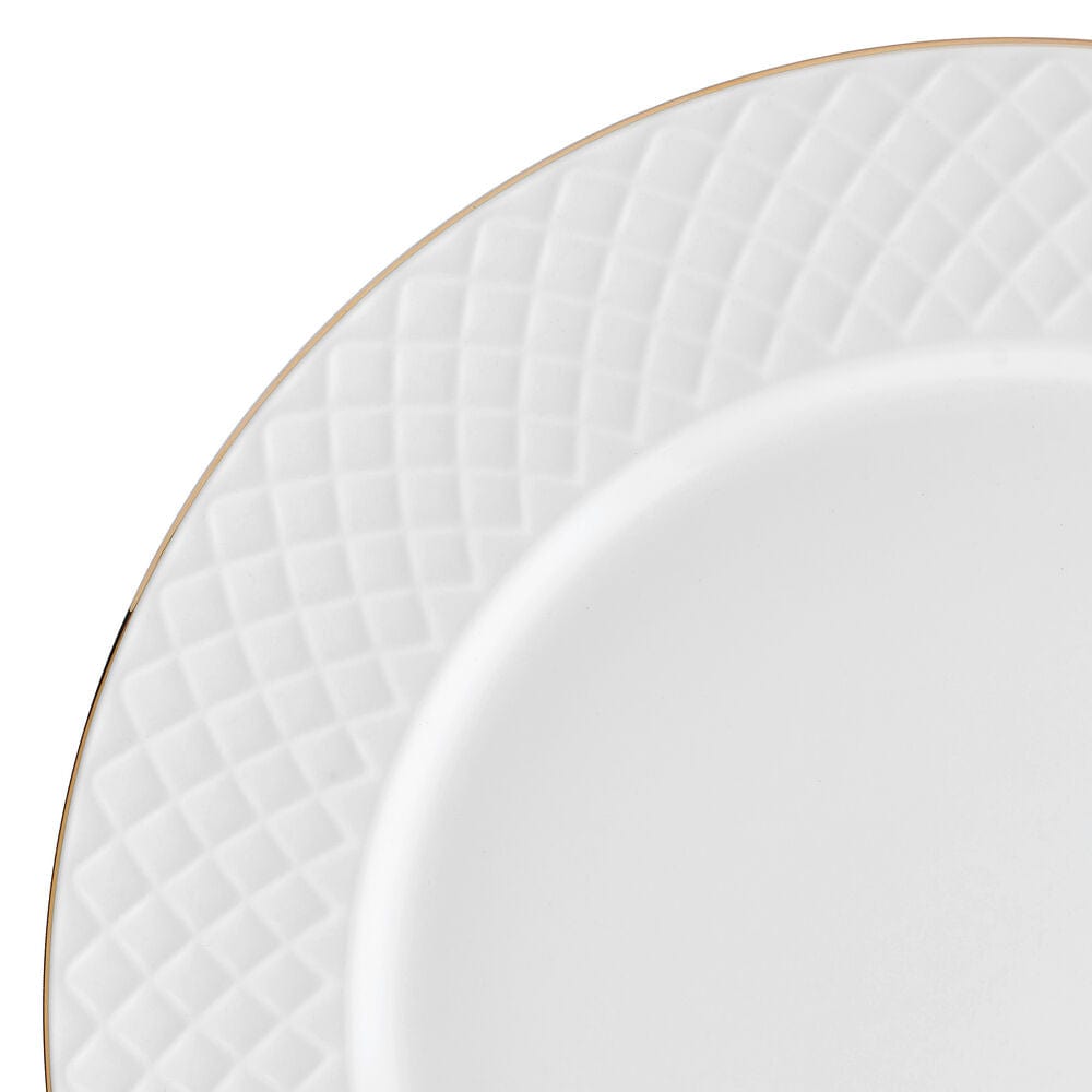 Trellis Gold 12-Piece Dinnerware Set - Service for 4 - Elegant Tableware for Fine Dining, Dinner Parties & Special Occasions