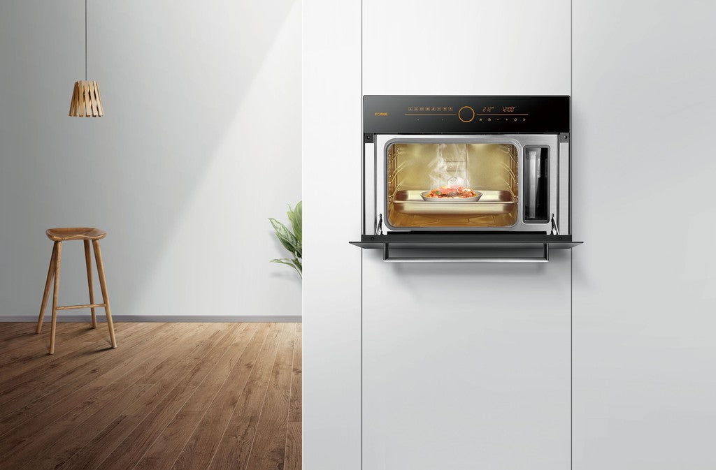 Fotile 24 Inch Built-In Steam Oven with Black Tempered Glass - SCD42 C2T Model | Perfect for Home Kitchens, Baking, Healthy Cooking & Gourmet Meal Preparation