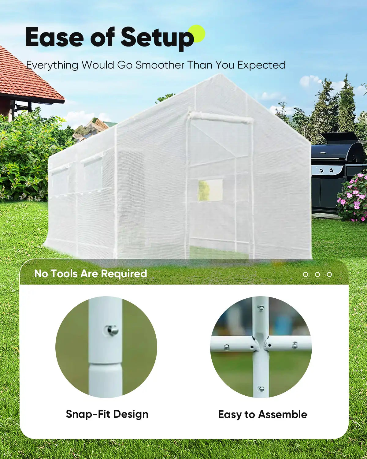 10' x 9' x 8' White Backyard Greenhouse Kit for Gardening, Plant Growing & Seed Starting - Perfect for Outdoor Garden Protection & Year-Round Planting
