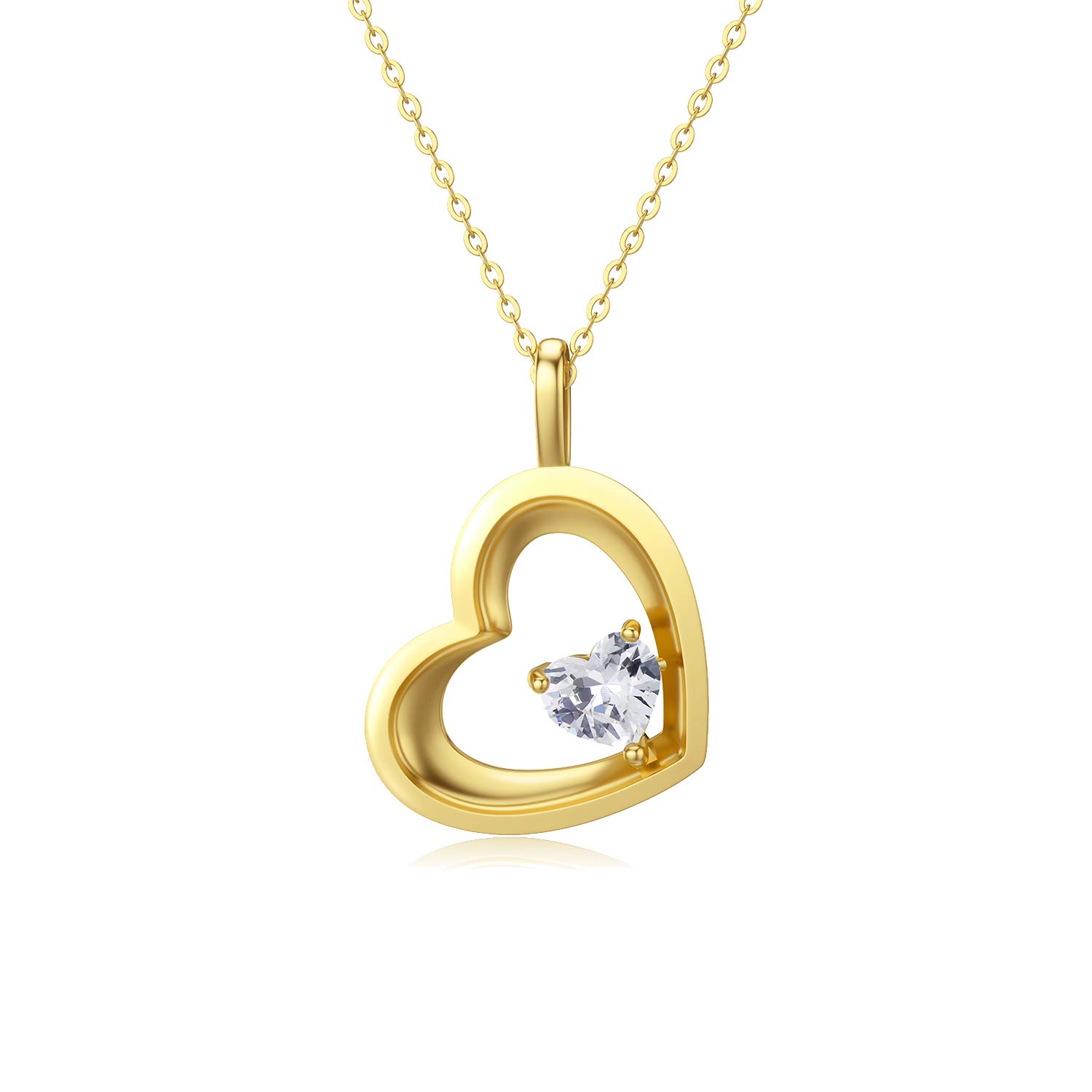 14K Solid Gold Heart Necklace for Women - Double Heart Pendant Jewelry Gift for Anniversary, Mother's Day, Valentine's - 16+2 Inch Chain - Perfect for Romantic Occasions & Special Celebrations