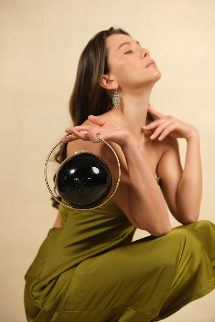 Elegant Midnight Orb Evening Clutch Bag for Women - Perfect for Parties, Weddings & Formal Events | Stylish Glamorous Small Purse for Night Out