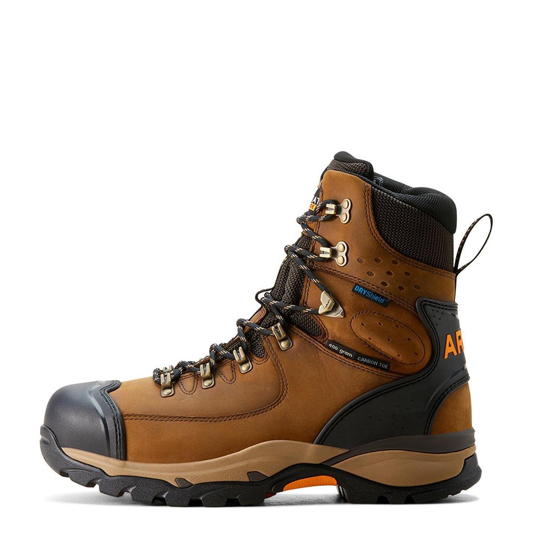 Endeavor 8 Inch Carbon Toe Waterproof Insulated Work Boots for Men - Dusted Brown - Heavy Duty Safety Shoes for Construction, Hiking & Outdoor Work