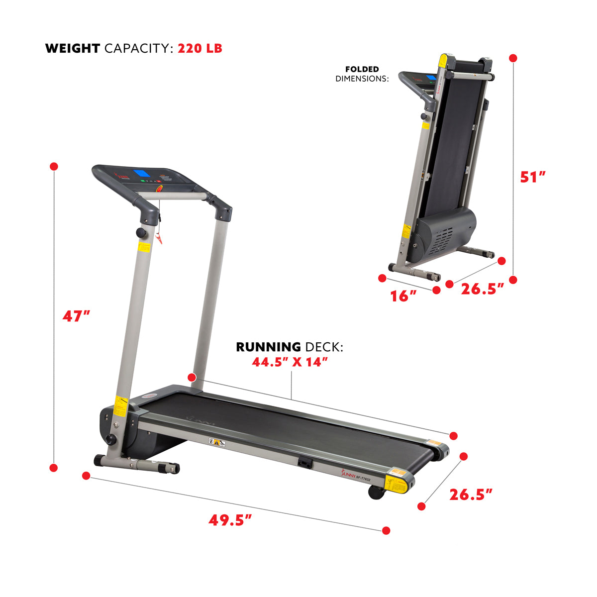 Compact Folding Treadmill for Home Gym - Space Saving Exercise Equipment for Small Rooms & Apartments - Perfect for Cardio Workouts, Running & Walking at Home