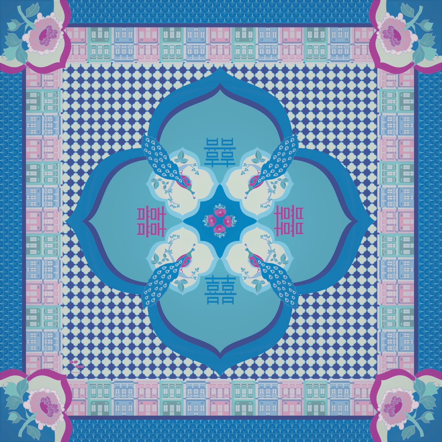Luxury Peranakan Silk Scarf - Handmade Batik Floral Shawl for Women | Perfect for Weddings, Parties & Special Occasions