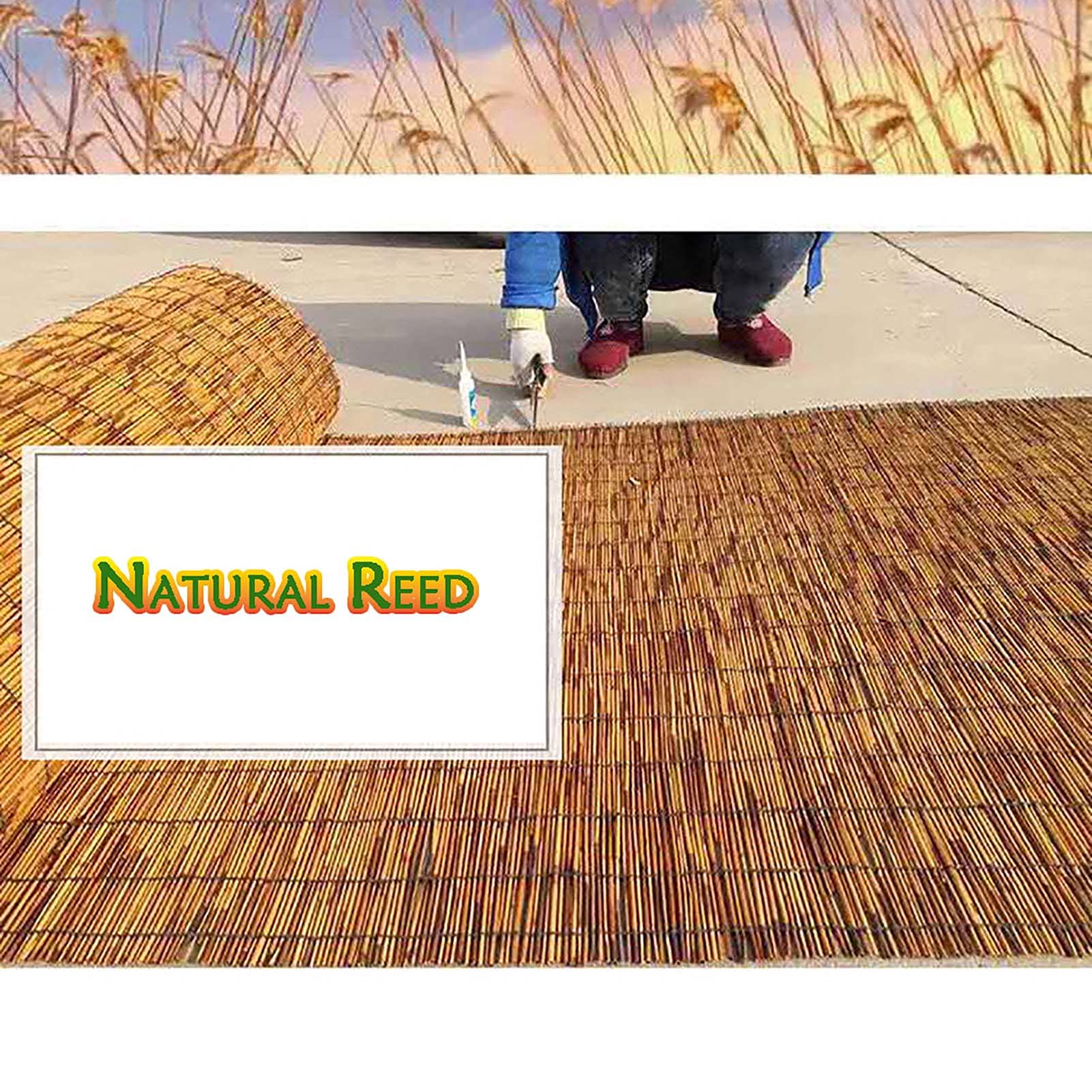 **4ft Blackout Bamboo Fence Roll - Outdoor Privacy Screen for Balcony, Patio, Garden & Wall Decoration - Durable Reed Fencing for Apartments & Galleries (2-3ft Height Options Available) - Perfect for Creating Shade, Wind Protection & Stylish Backdrops**