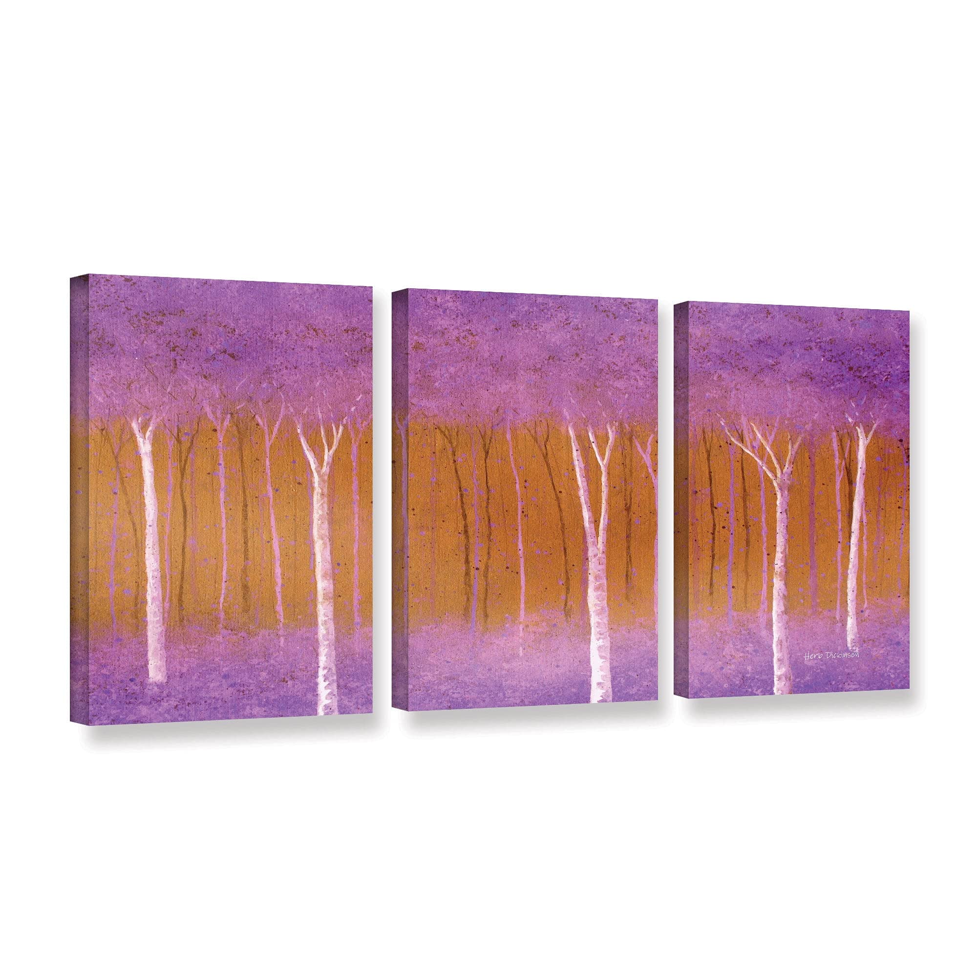 ArtWall Herb Dickinson's Cotton Candy Forest - 3 Piece Gallery Wrapped Canvas Set (36x72 inches) - Modern Abstract Wall Art for Living Room, Bedroom & Office Decor