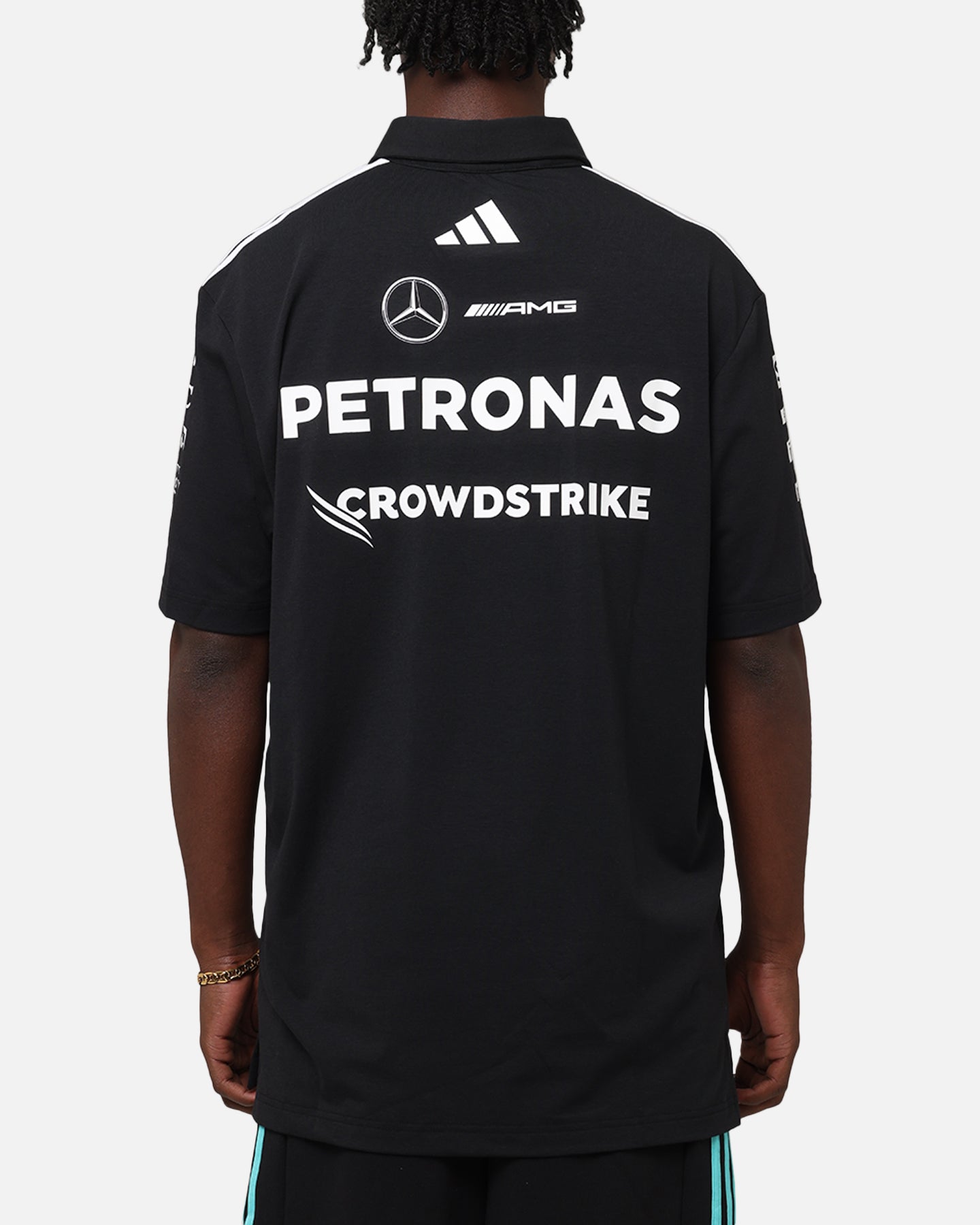 Adidas x Mercedes AMG PETRONAS F1 2025 Team Polo Shirt - Black & White - Official Formula One Racing Apparel for Fans & Enthusiasts - Perfect for Race Day & Casual Wear