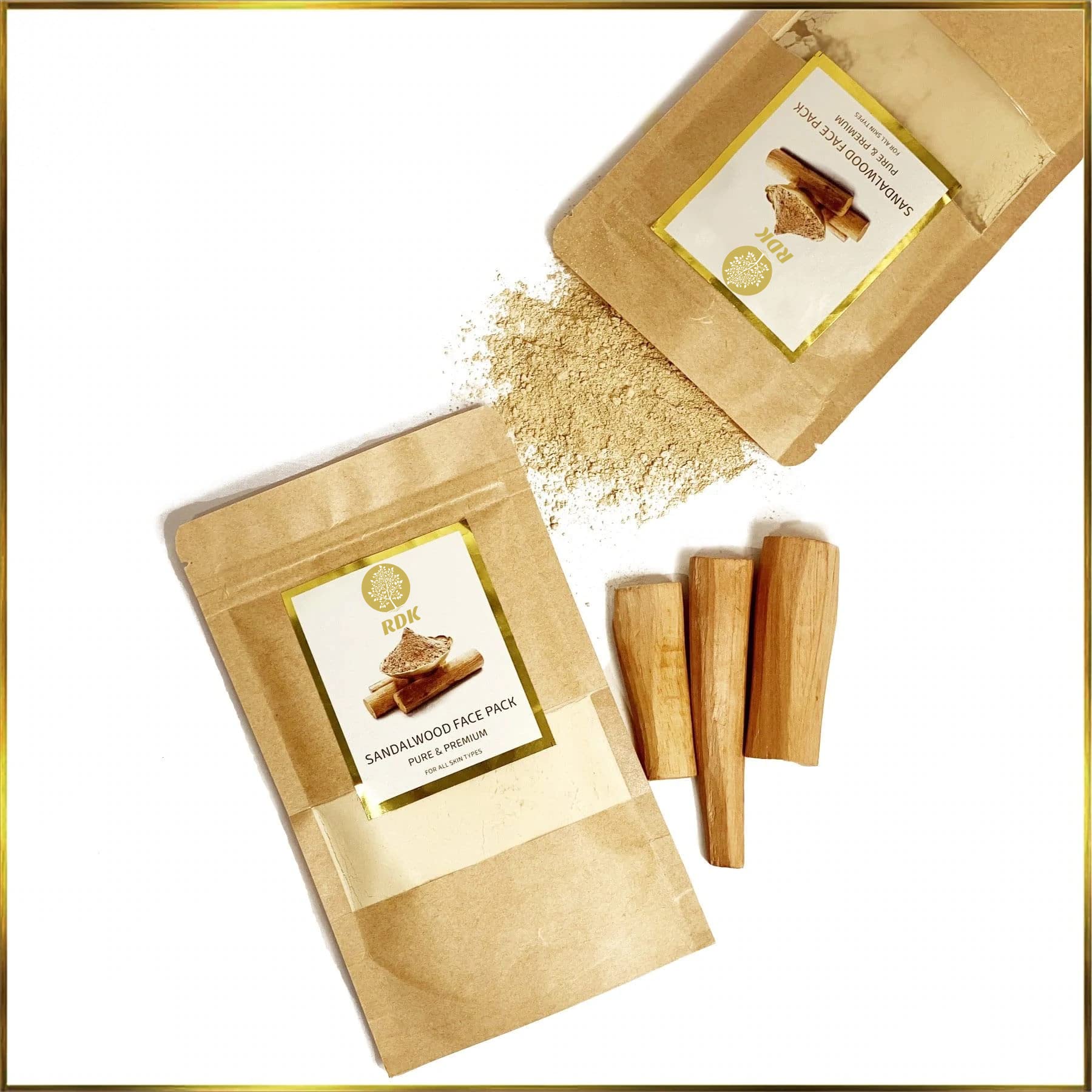 RDK Sandalwood Clay Mud Mask for Face & Body - Exfoliating & Acne Treatment Facial Mask - Pore Minimizer & Skin Detoxifier - Natural Skincare for Oily & Acne-Prone Skin (50g) | Perfect for Spa Days & At-Home Self Care Routines