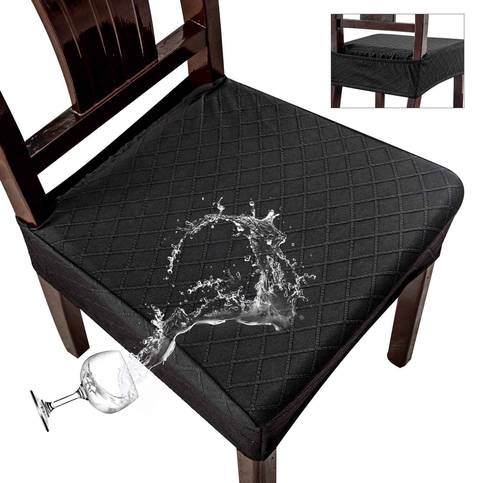 **Waterproof Chair Covers for Dining Room - Genina Washable Seat Slipcovers for Kitchen & Dining Chairs - Perfect for Spills, Pets & Everyday Use**