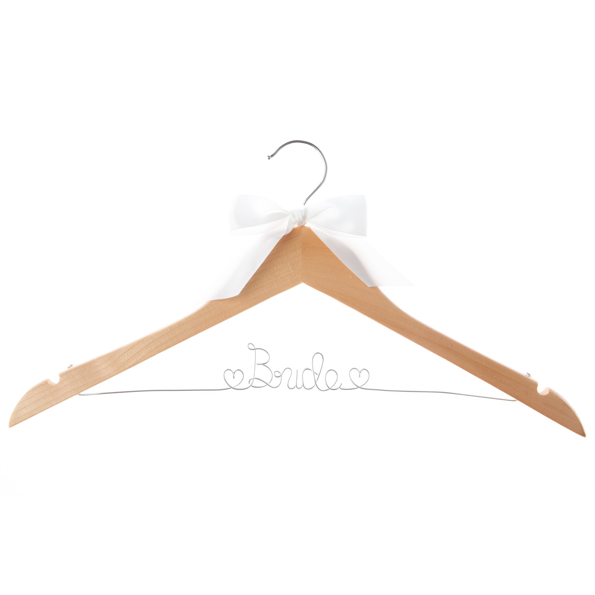 Ella Celebration Bride Wedding Dress Hanger - Natural Wood & Silver Wire Hanger for Wedding Gowns, Bridal Dresses & Formal Attire - Perfect for Bridal Shoots, Wedding Preparations & Closet Organization