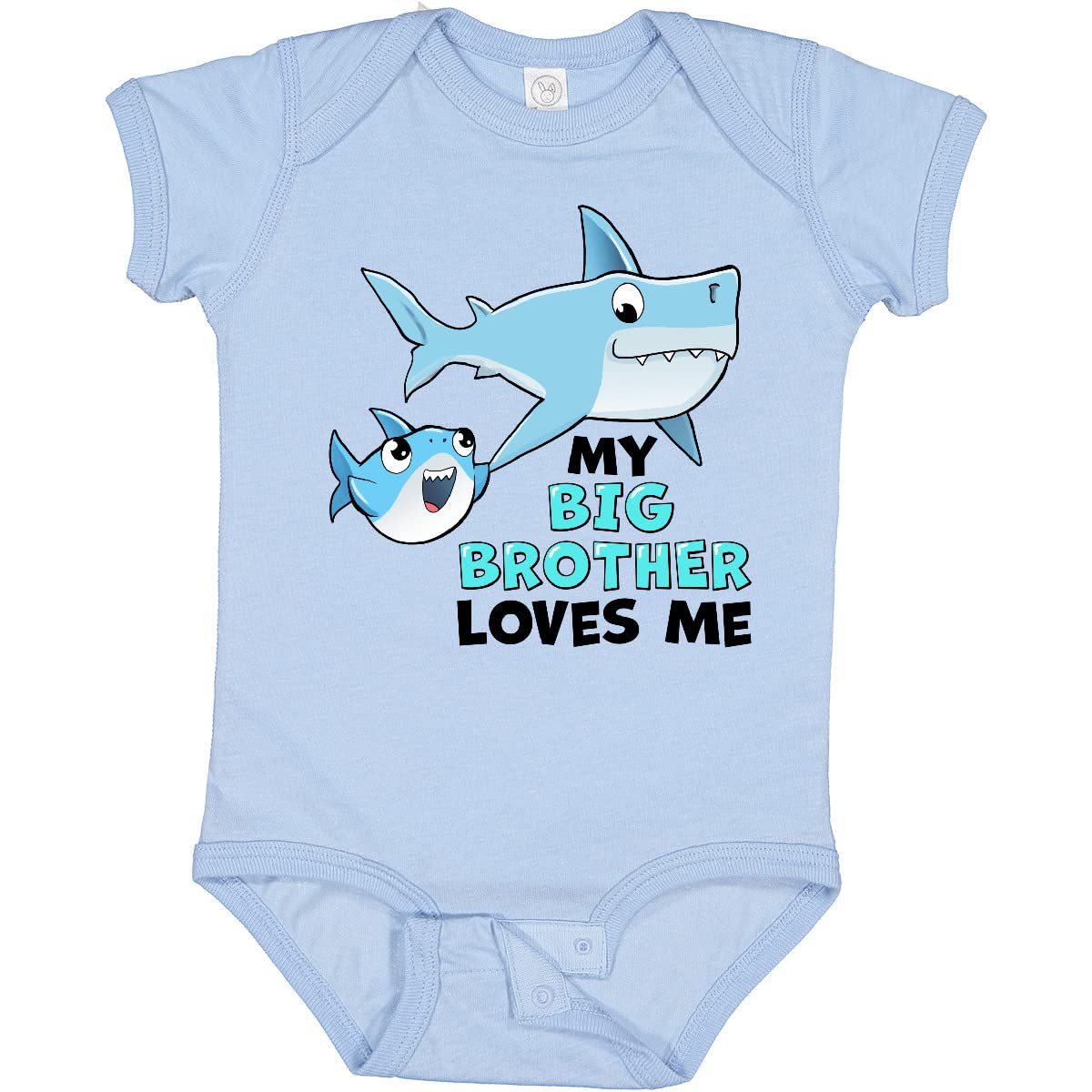 Inktastic My Big Brother Loves Me with Cute Sharks Baby Bodysuit - Soft Cotton Infant Onesie for Newborns & Toddlers - Perfect for Sibling Photos, Family Gifts & Everyday Wear