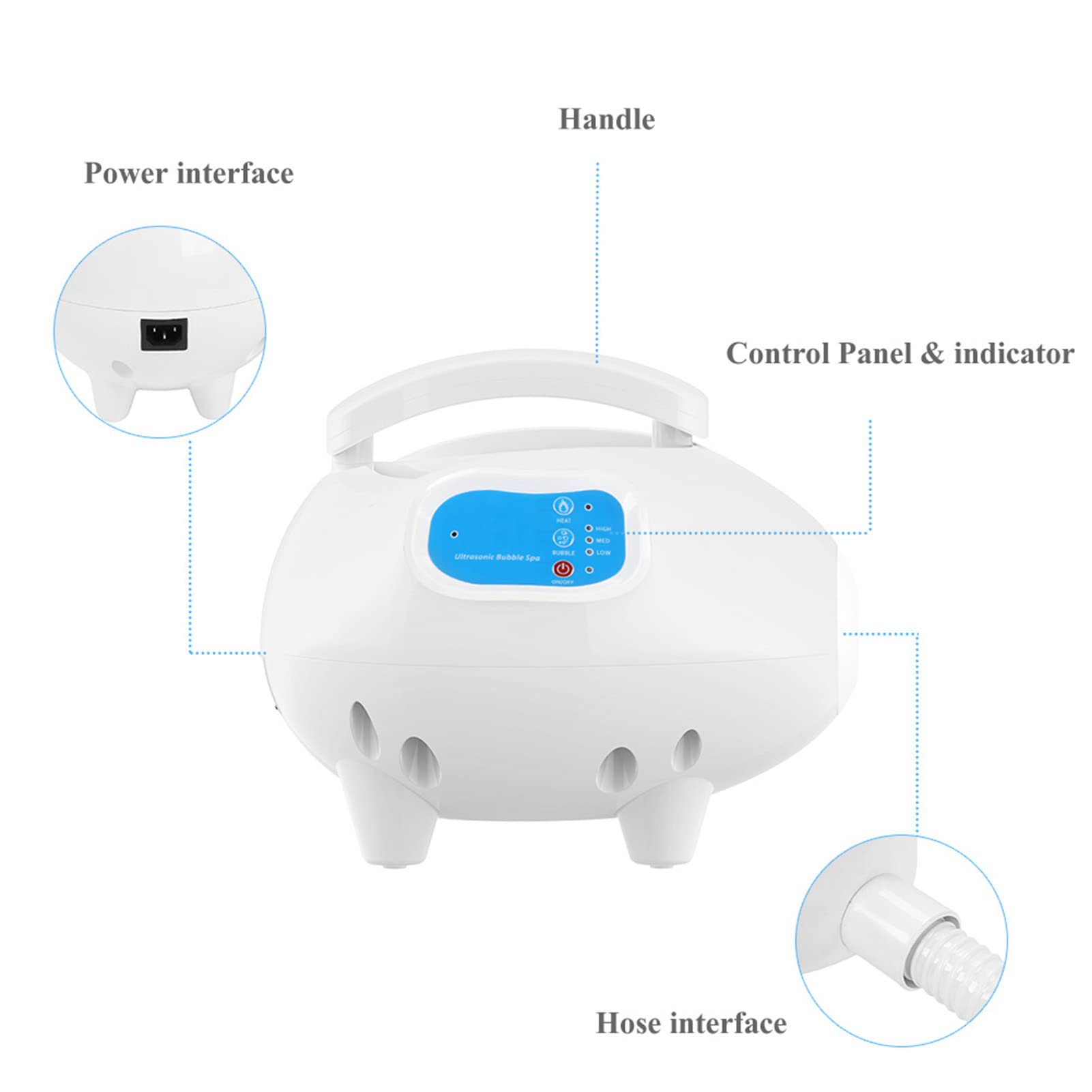 Adjustable Bubble Bath Mat Tub Spa Massager with Air Hose - Non-Slip Design, US Plug (110V AC, 100-120V) - Perfect for Relaxation, Hydrotherapy & Home Spa Experience