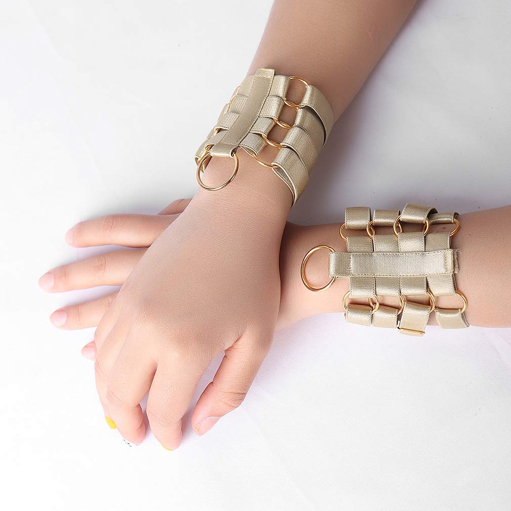 Women's Gothic Harness Bracelet Belt - Fashionable Spandex Adjustable Wrist Cuffs for Carnival, Rave, Cosplay & BDSM Accessories (1 Pair, Multicolor) - Perfect for Halloween, Costume Parties & Alternative Fashion