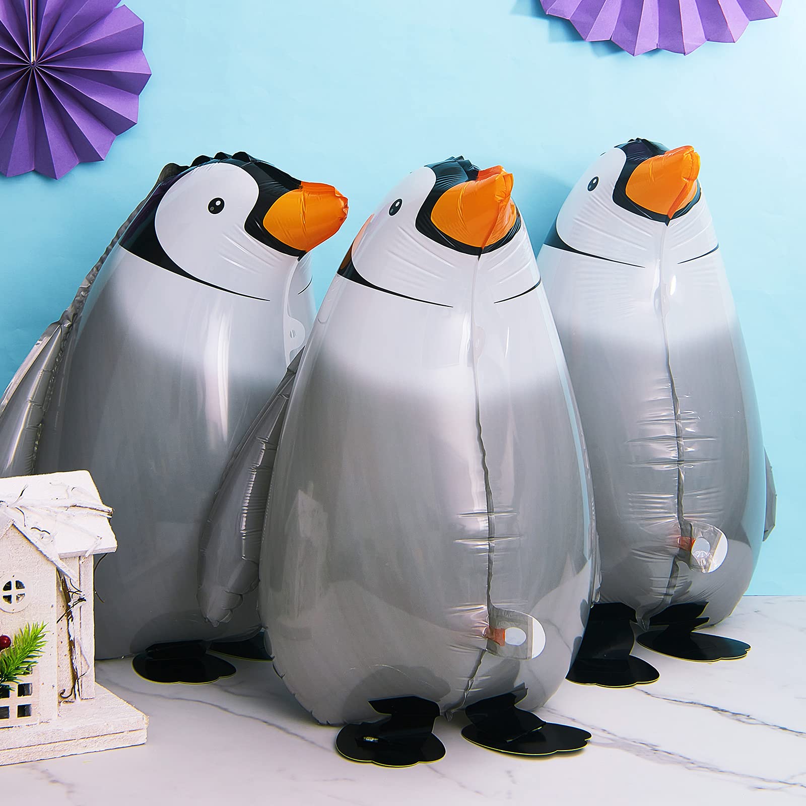 Aoriher 9-Piece Walking Penguin Balloons - Cute Funny Air Foil Animal Party Decorations (20.4 Inch) for Birthday, Wedding & Baby Shower Themes - Perfect for Indoor/Outdoor Events & Photo Backdrops