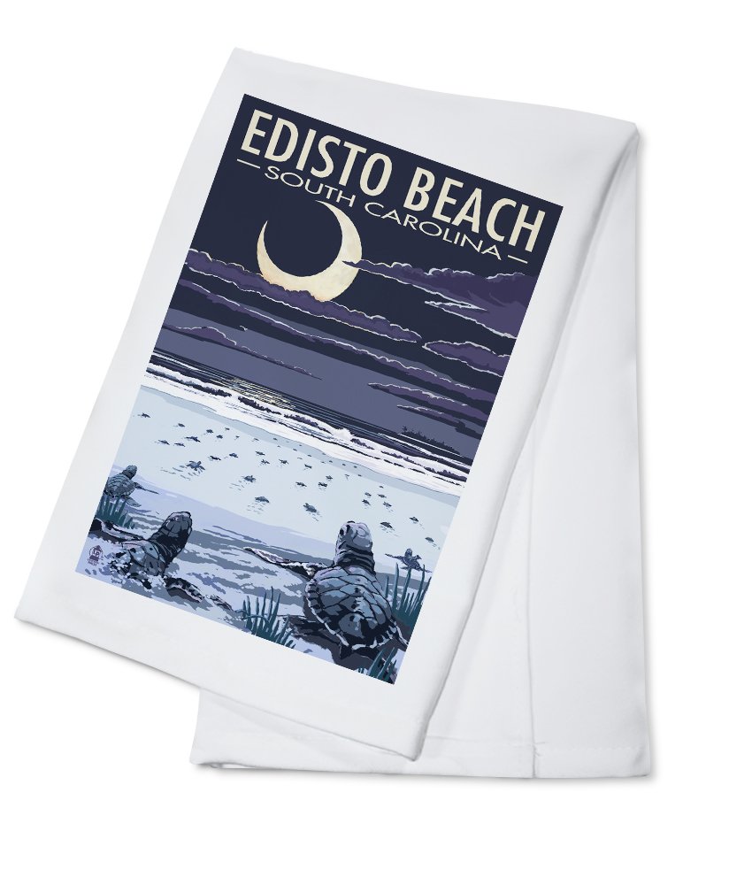 Edisto Beach South Carolina Sea Turtles Hatching 100% Cotton Tea Towel - Decorative Hand Towel for Kitchen, Bathroom & Home Decor - Perfect for Beach House, Coastal Theme or Gift