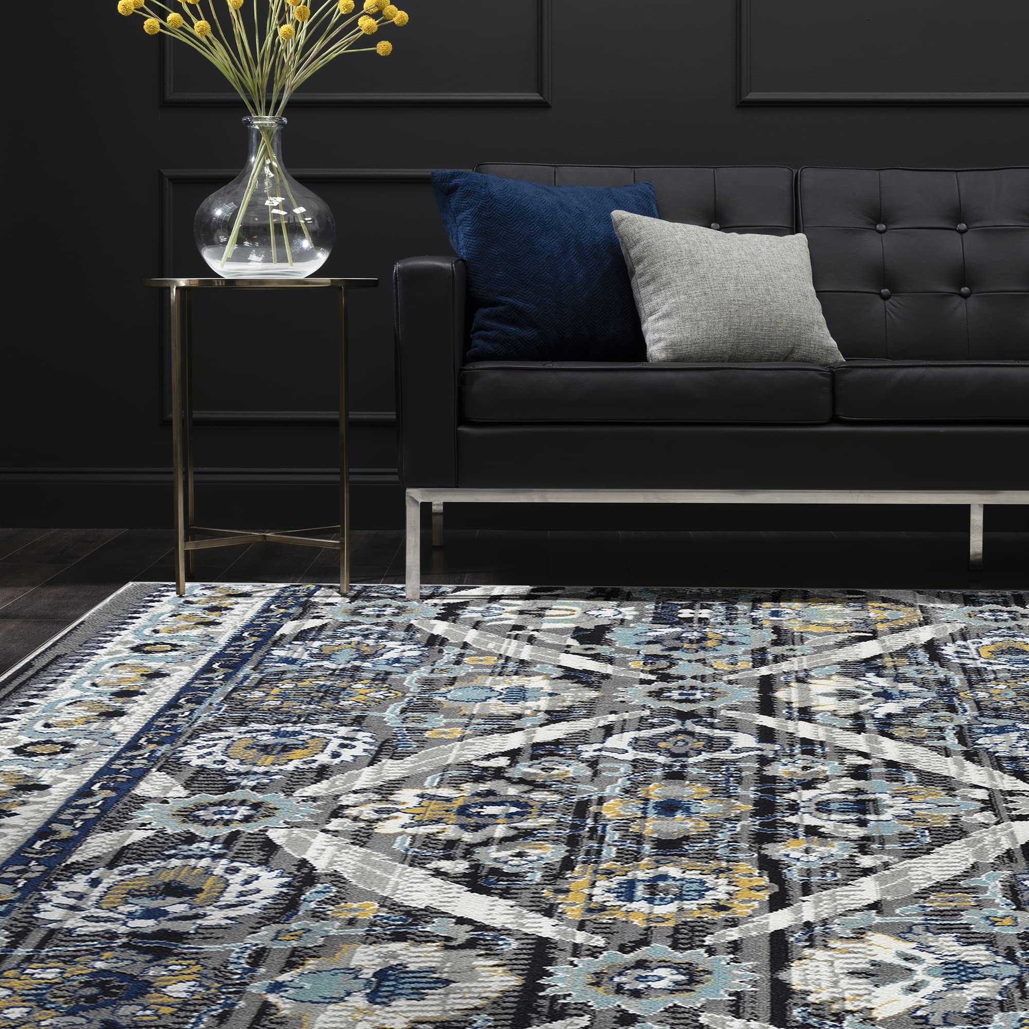 Ella Gray Modern 5x7 Area Rug - Soft Contemporary Carpet for Living Room, Bedroom, Dining Room, Kitchen & Entryway - Non-Slip Indoor Floor Mat - Perfect for Home Decor, Apartment & Office Use