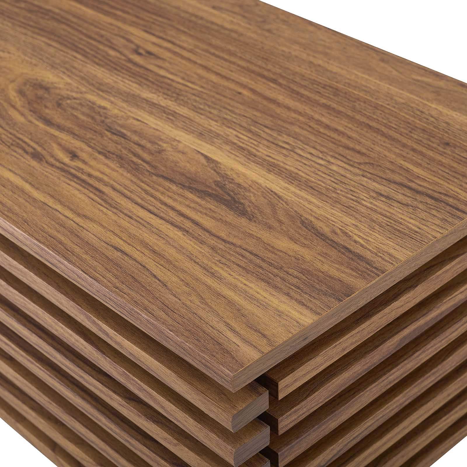 Modern TV Stand with Storage - Solid Wood Media Console for Living Room, Lounge, Lobby - Walnut Brown Finish - Perfect for Entertainment Centers & Home Theater Setups