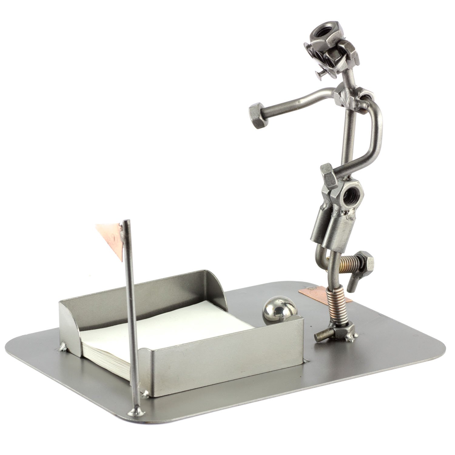 Handmade German Metal Soccer Player Figurine with Desk Equipment & Personalized Engraving - Unique Nuts & Bolts Sculpture for Office Decor, Sports Fan Gifts & Collectibles