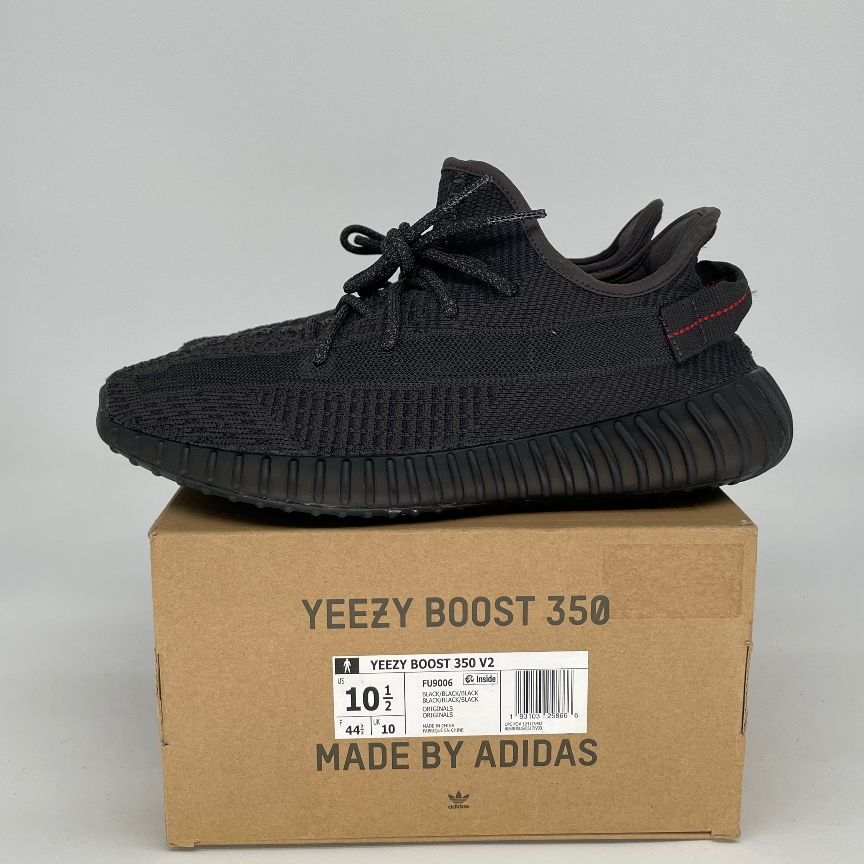 Adidas Yeezy Boost 350 V2 Black - Men's Size 10.5 / Women's Size 12 - Style Code FU9006 | Running Shoes for Men & Women | Perfect for Gym, Jogging & Casual Wear
