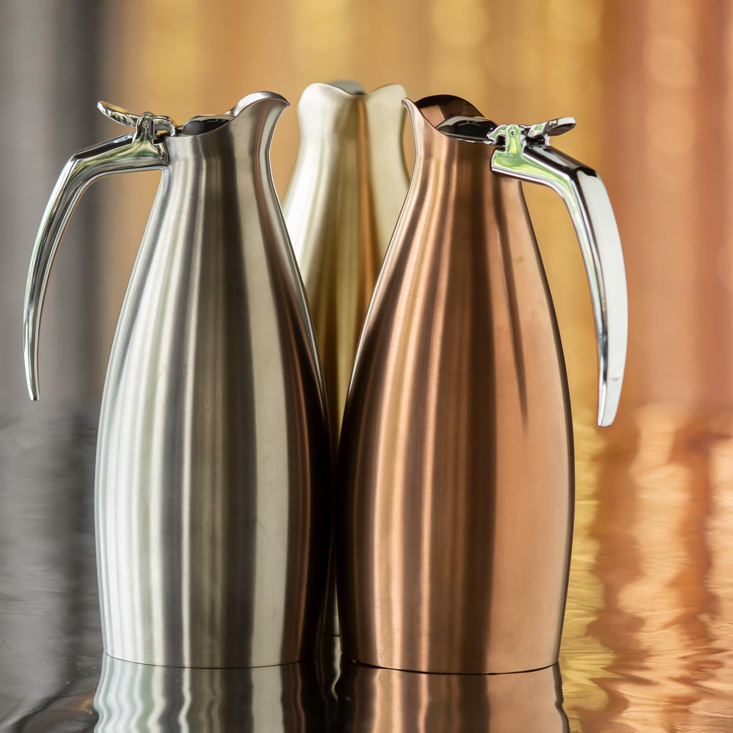 ALTU10BSVG Altus Stainless Steel Carafe Pitcher with Flip Top Lid - 1 Liter (33.8 oz) Dishwasher Safe & NSF Certified - Vintage Gold for Coffee, Tea, Water, and Beverage Serving at Home, Office, or Restaurants