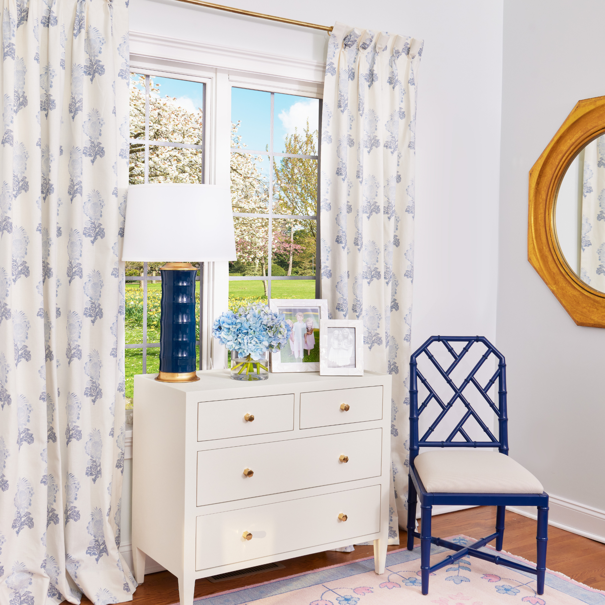 Aldith Blue Single Panel Butterfly Pleat Curtains - Elegant Drapes for Living Room & Bedroom | Bargain Basement Deal