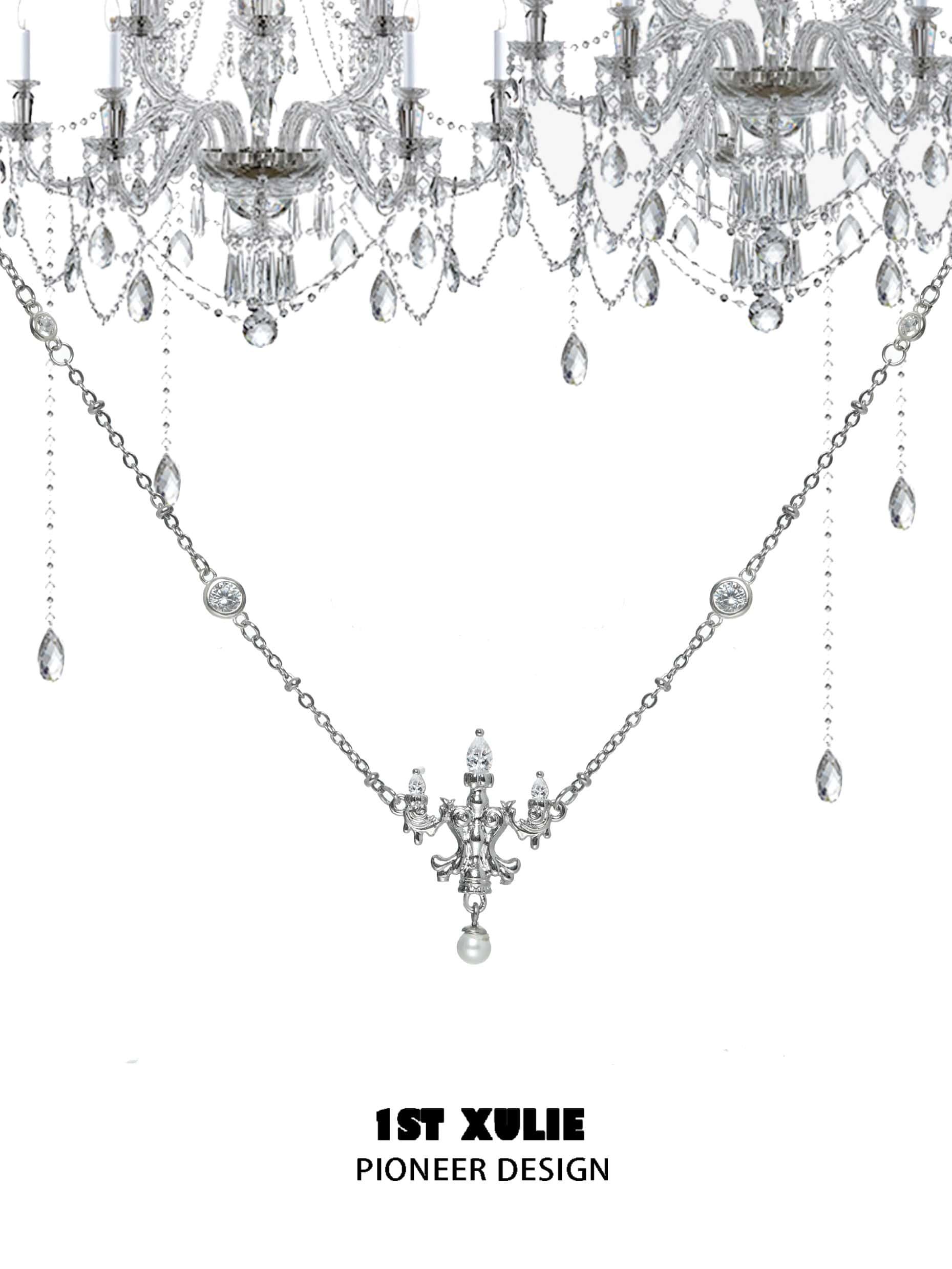 Crystal Palace S925 Sterling Silver Chandelier Necklace - Elegant Crystal Pendant for Women, Gift for Her, Perfect for Parties & Weddings