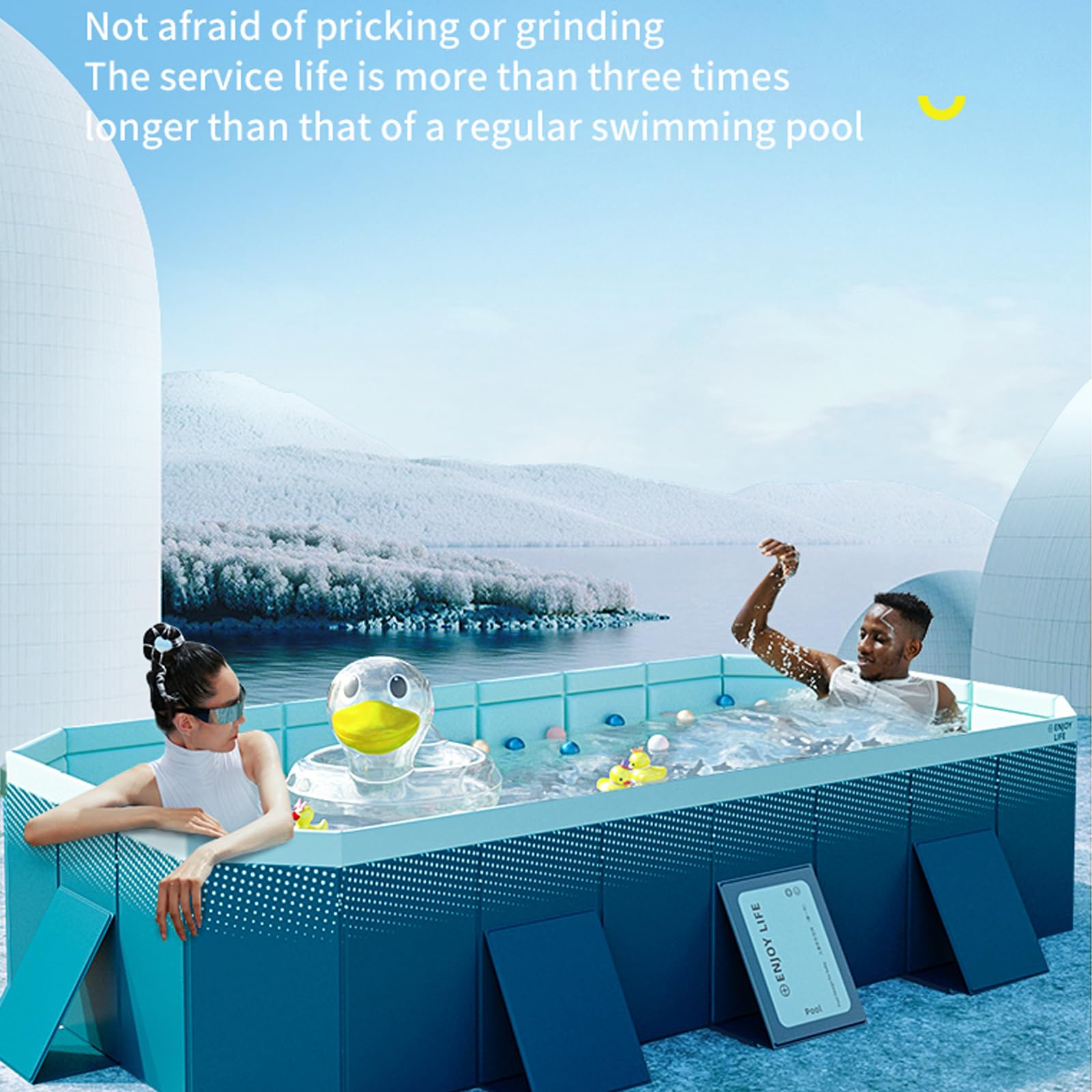 Foldable Above Ground Swimming Pool for Adults & Dogs - Non-Inflatable Outdoor Backyard Pool (116.1