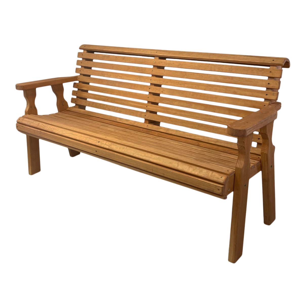 Amish-Made Heavy Duty 5-Foot Cedar Stained Outdoor Bench - Solid Treated Pine Construction, 700 LB Weight Capacity - Perfect for Patio, Garden, Porch & Backyard Seating
