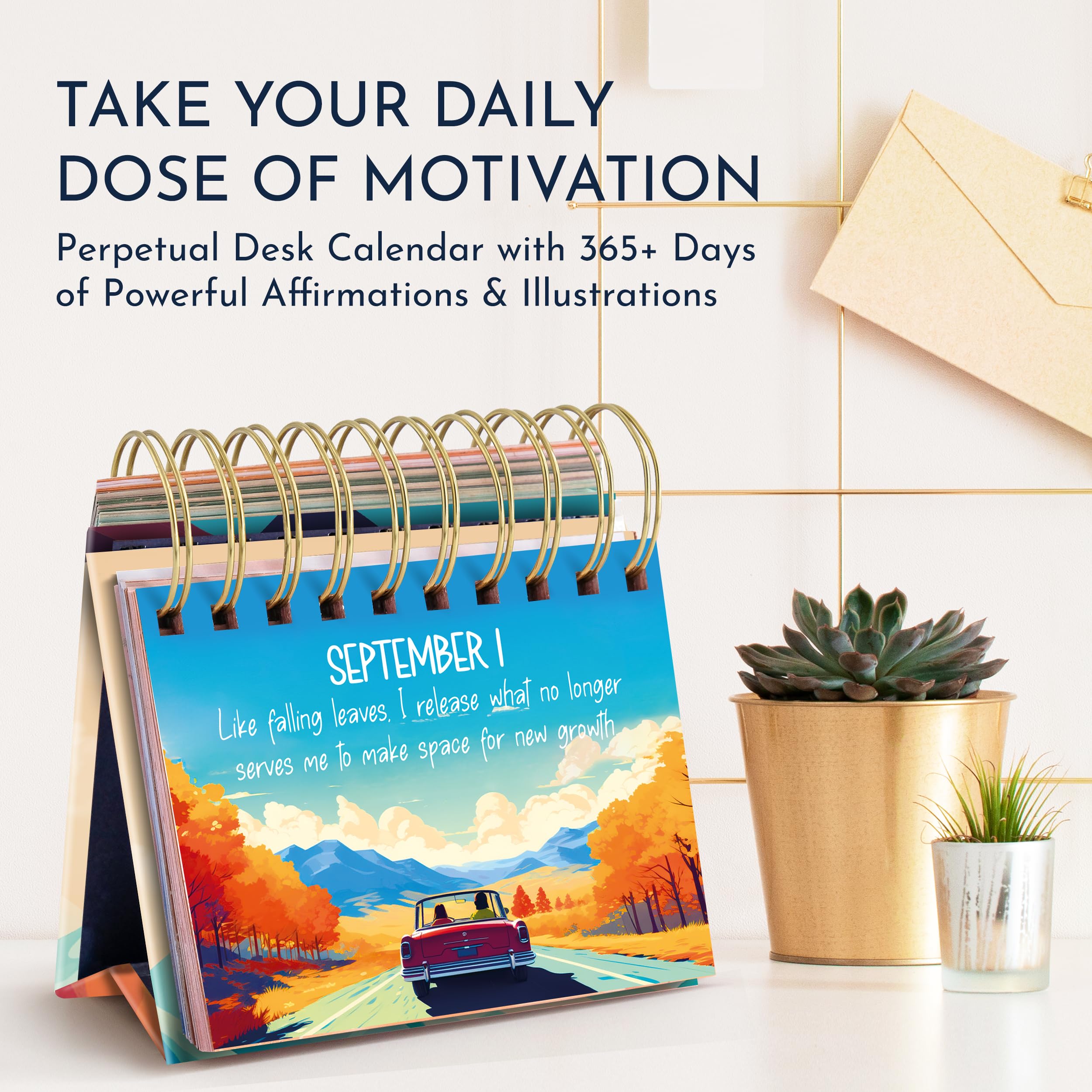 RYVE Daily Affirmation Calendar - Motivational Desk Calendar with 365 Positive Affirmations for Women | Inspirational Office Decor & Self-Care Gift for Women | Perfect for Home, Office, Meditation & Mindfulness Practice