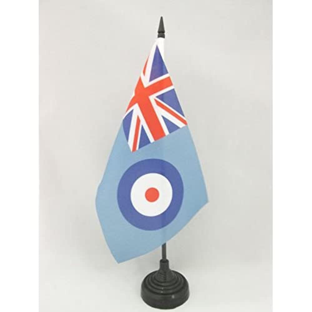 RAF Ensign Table Flag 5'' x 8'' - Royal Air Force British Military Desk Flag with Black Plastic Base - Perfect for Office Decor, Military Collectors & Patriotic Displays