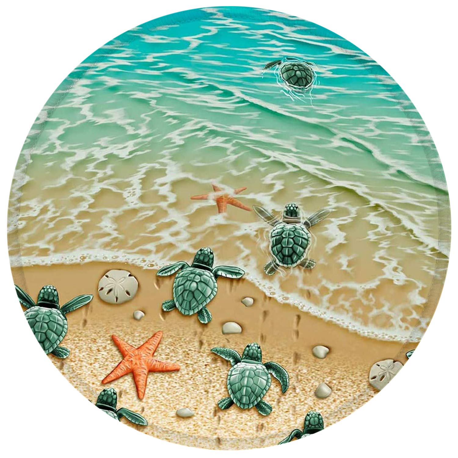 Premium Non-Slip Rubber Base Mouse Pad with Stitched Edge - 7.87x7.87 Inch Round Gaming & Office Mousepad - Waterproof Turtle Design for PC, Laptop & Computer Workstation - Perfect for Home, Office & Gaming Setup