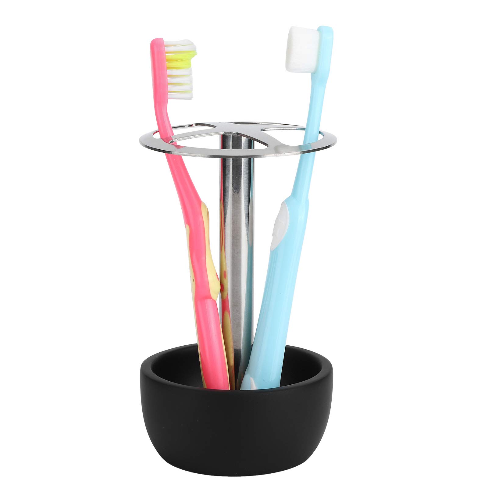 304 Stainless Steel Toothbrush Holder - Rustproof Punch-Free Bathroom Organizer for Toothbrushes & Razors | Modern Vanity Countertop Storage for Bathroom, Kitchen Sink (Black) - Perfect for Home, Hotel, Dorm Organization