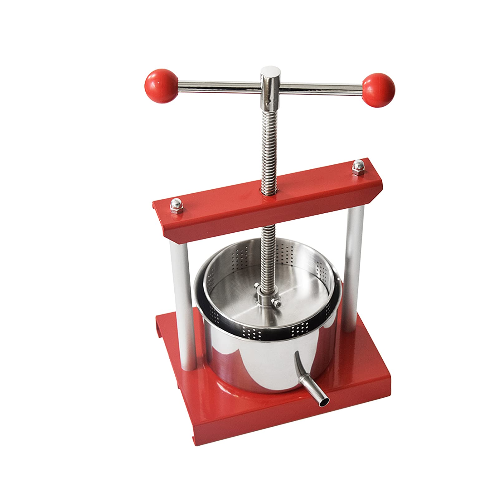 Stainless Steel Manual Fruit Wine Press 0.8 Gallon (3L) - Heavy Duty Juice Extractor for Apples, Grapes, Berries - Ideal for Homemade Cider, Wine, Olive Oil & Cheese Making - Perfect for Home Brewing & Kitchen Use