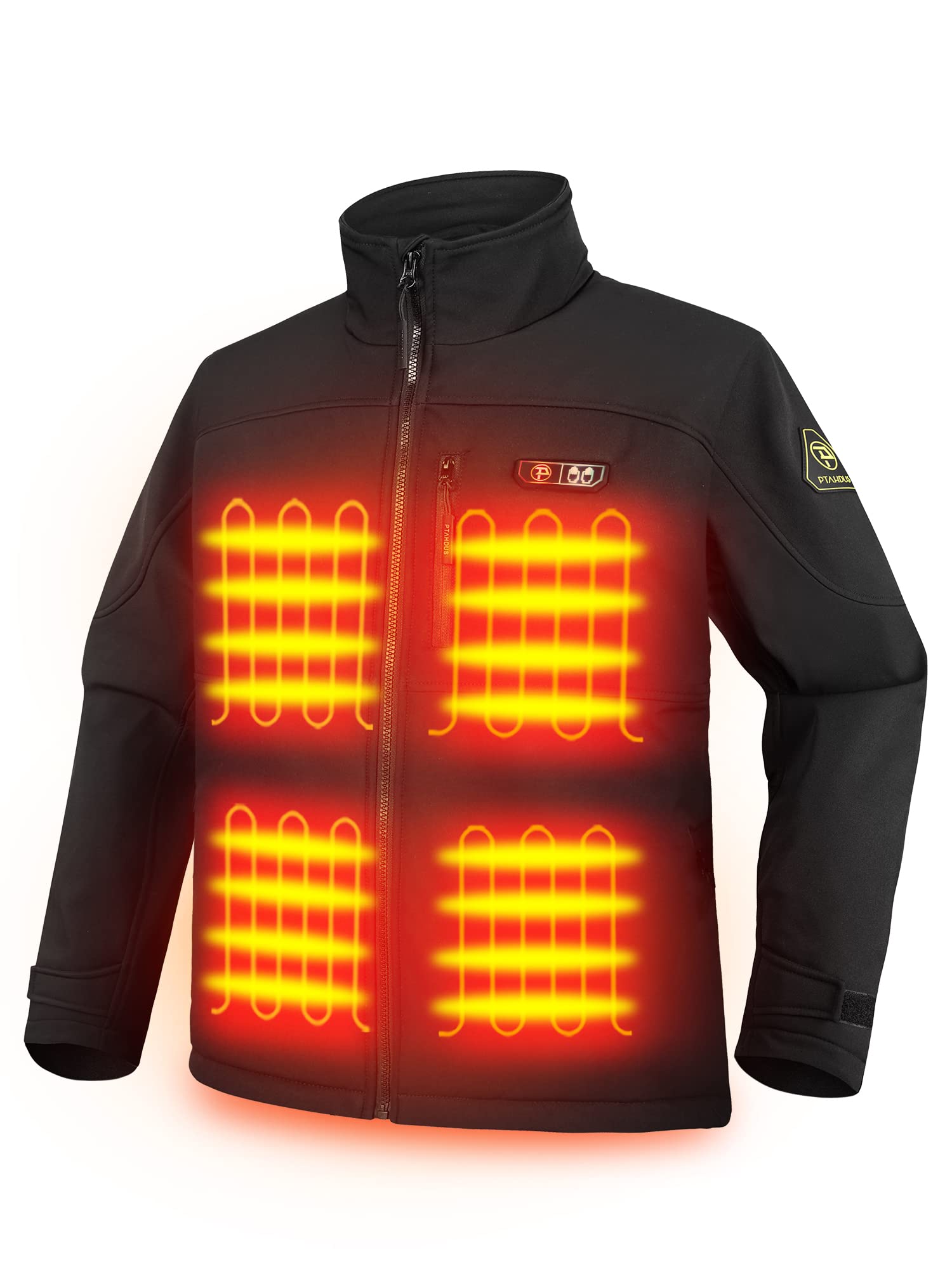 PTAHDUS Men's Heated Jacket with Rechargeable 7.4V Battery Pack - Winter Warm Coat with Hand Warmer Pockets for Outdoor Activities, Hunting & Camping