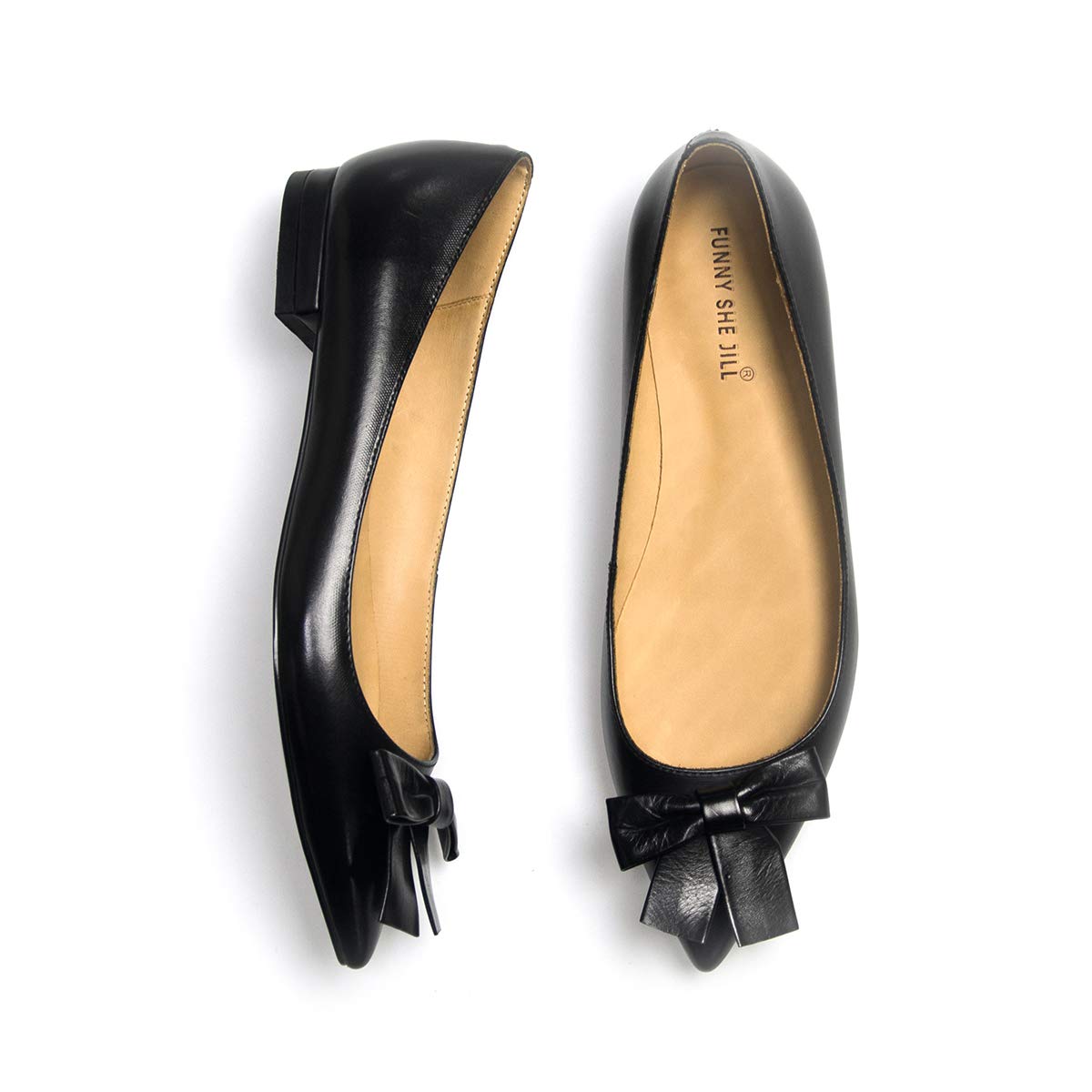 FSJ Women's Pointed Toe Flat Loafers - Comfortable Slip-On Bowknot Pumps with Block Low Heel for Office & Work Outfits | Perfect for Business Casual, Professional Wear & Daily Commute