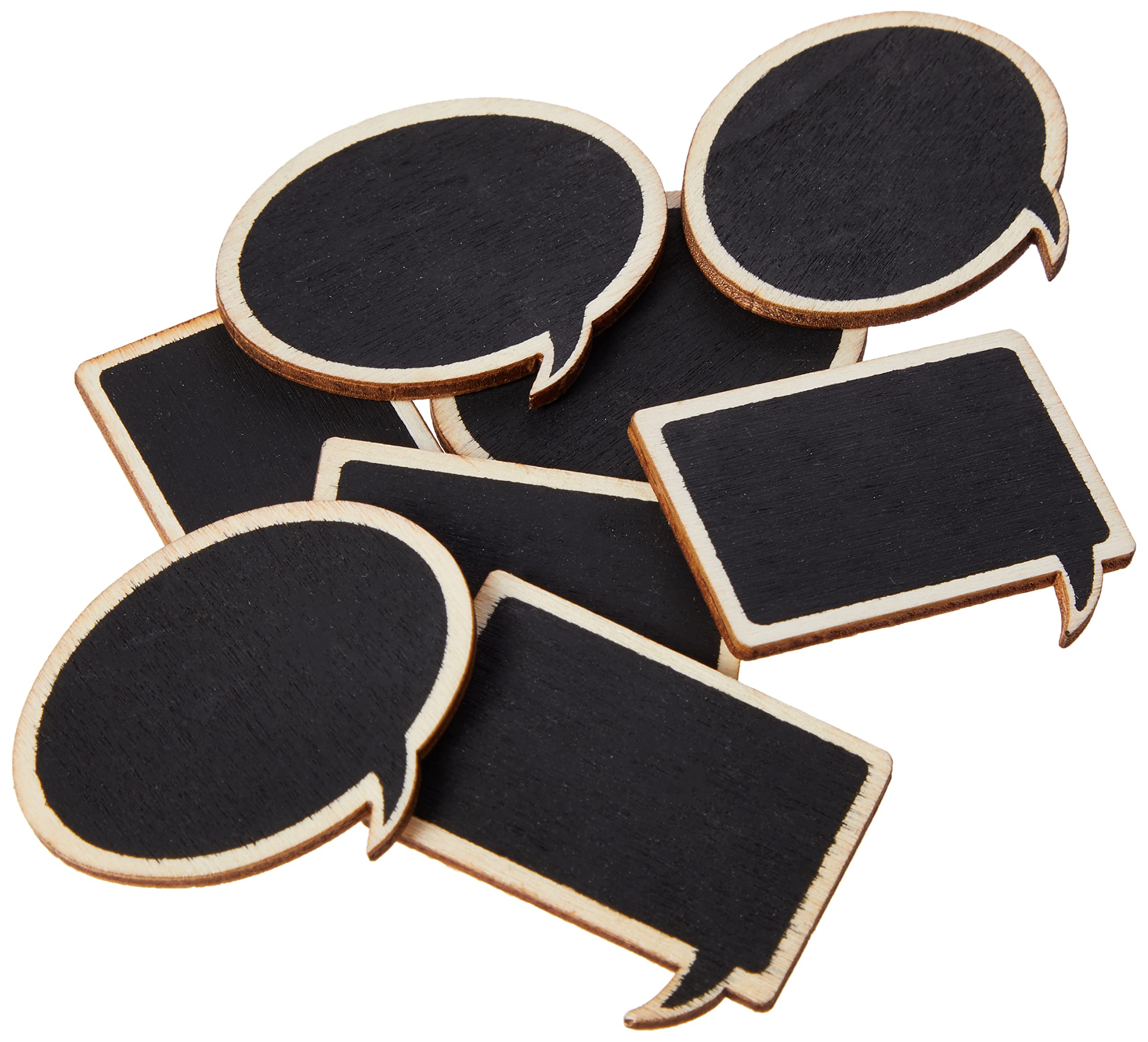 Docrafts Speech Bubbles Chalkboard Shapes - 8 Pack Wooden Chalk Craft for DIY Home Decor, Wedding Signs & Classroom Projects