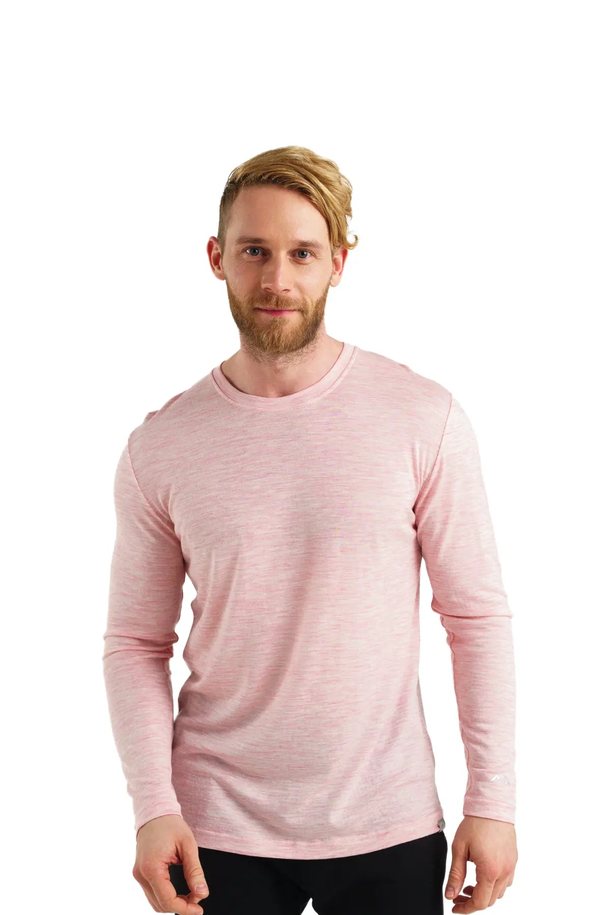 Men's Merino Wool Long Sleeve Shirt 165 Pale Coral - Warm & Breathable Base Layer for Hiking, Camping & Winter Outdoor Activities
