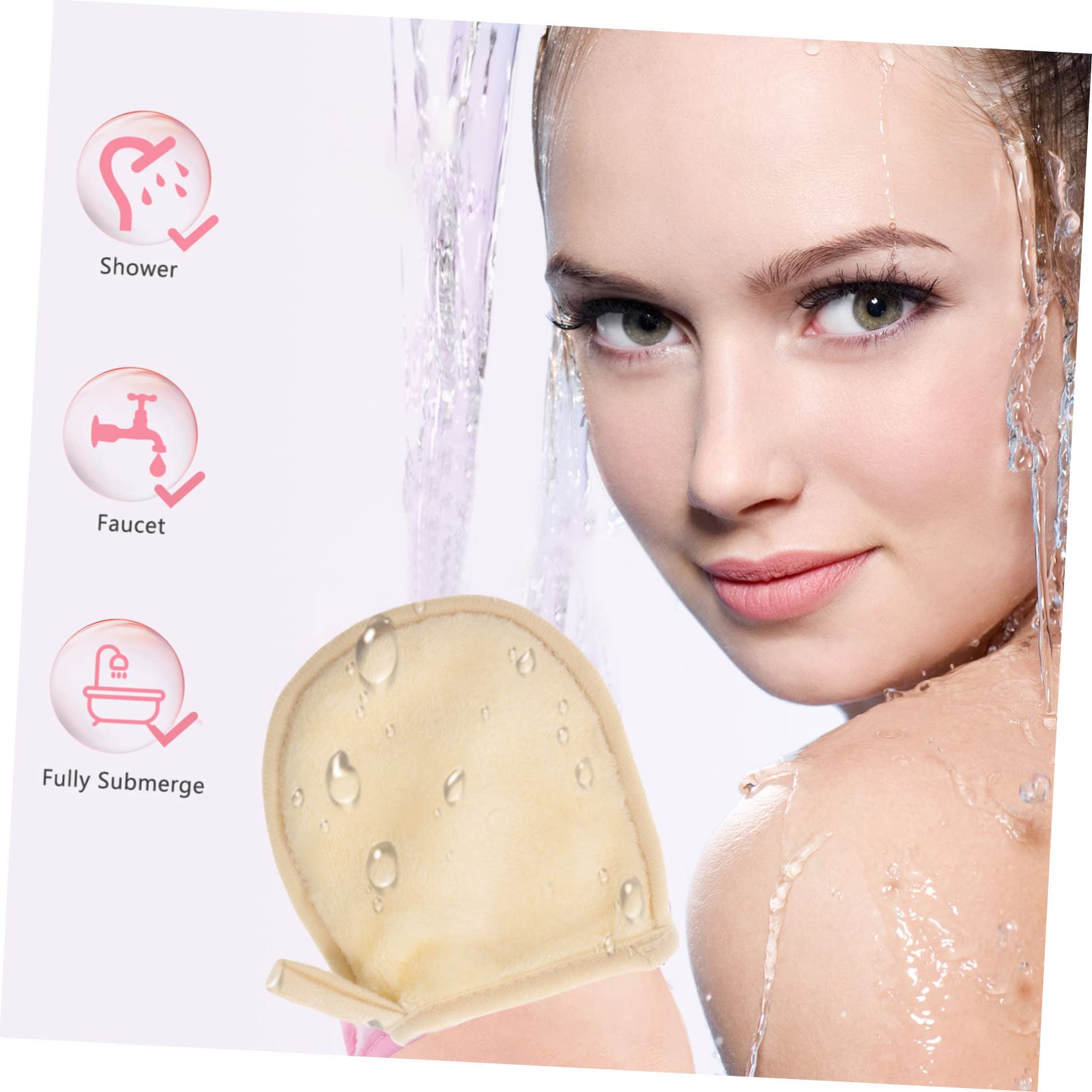 4 Pack Reusable Makeup Remover Pads - Washable Eco-Friendly Facial Cleansing Pads for Makeup Removal & Exfoliation - Soft & Gentle Face Scrubber Gloves for Daily Skincare Routine (White)