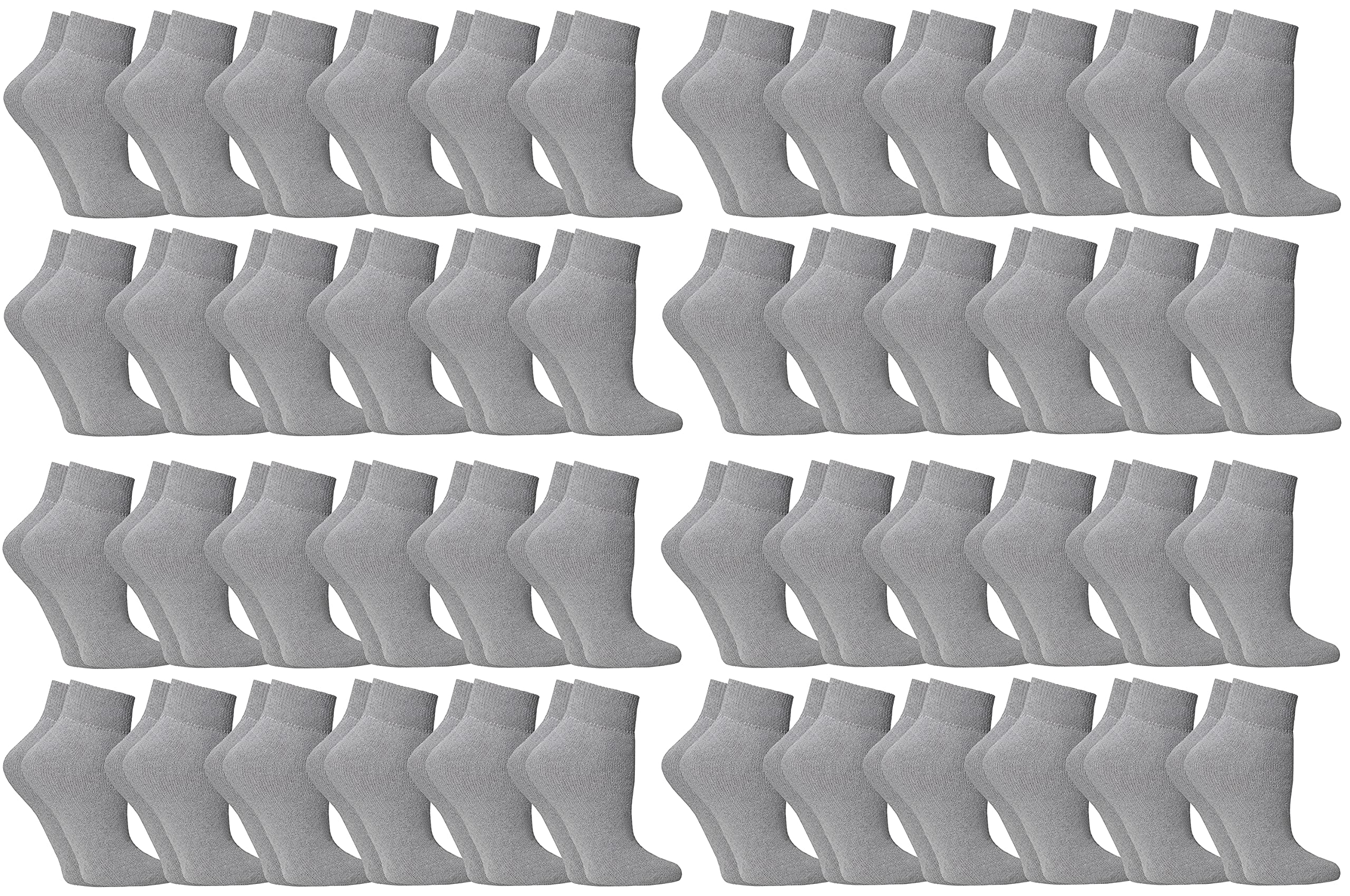 48 Pairs Low Cut Ankle Socks for Men & Women - Soft Breathable Cotton Socks - Bulk Pack for Everyday Wear, Gym, Running & Donation (Grey)
