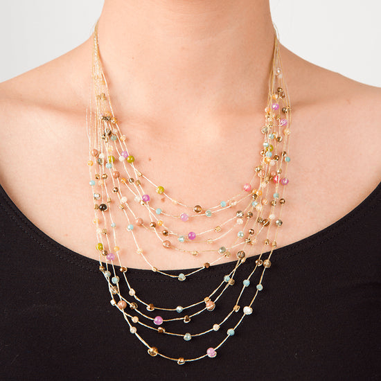 Reena Celebration Silk & Bead Necklace - Elegant Women's Fashion Jewelry for Parties, Weddings & Special Occasions