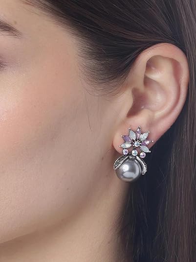 YouBella Women's Crystal Stud Earrings - Elegant Hypoallergenic Jewelry for Girls & Women - Perfect for Weddings, Parties & Everyday Wear