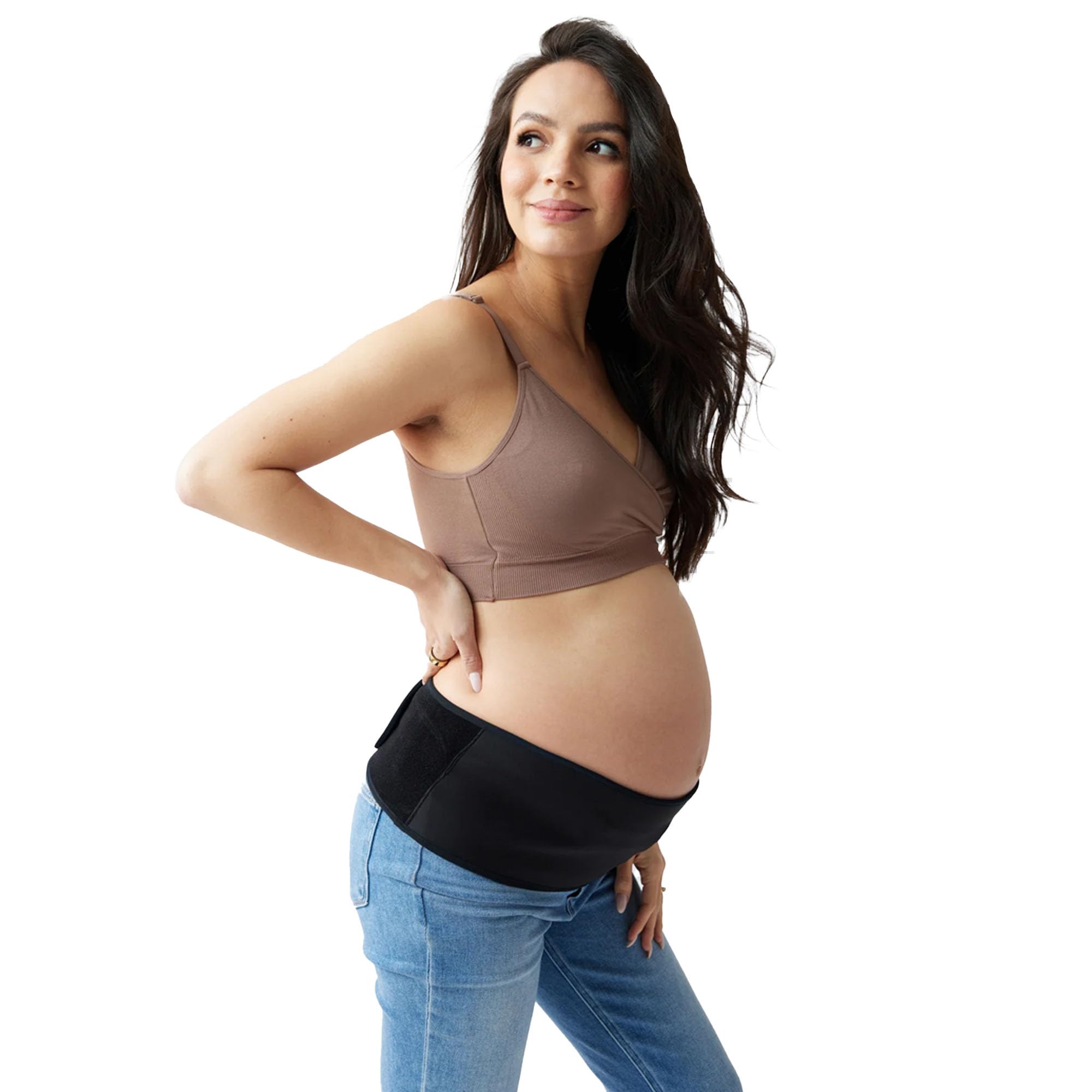 Ingrid & Isabel Adjustable Maternity Support Belt for Pregnant Women - Lightweight & Breathable Pregnancy Belly Band - Comfortable Back & Belly Support for All Trimesters - Perfect for Workouts, Walking & Daily Activities - Black, Size M/L