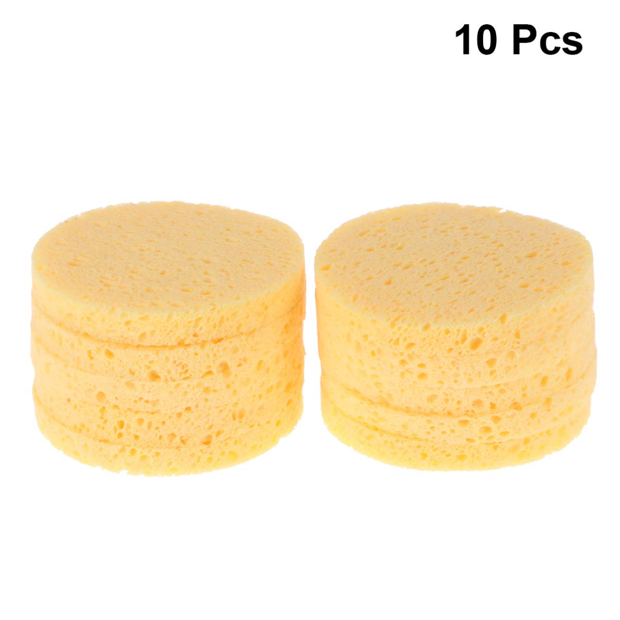 Lurrose 10 Pack Natural Cellulose Exfoliating Facial Sponges - Soft Makeup Remover & Cleansing Pads for Gentle Skin Care (Yellow) | Perfect for Daily Face Wash, Makeup Removal & Spa Routine