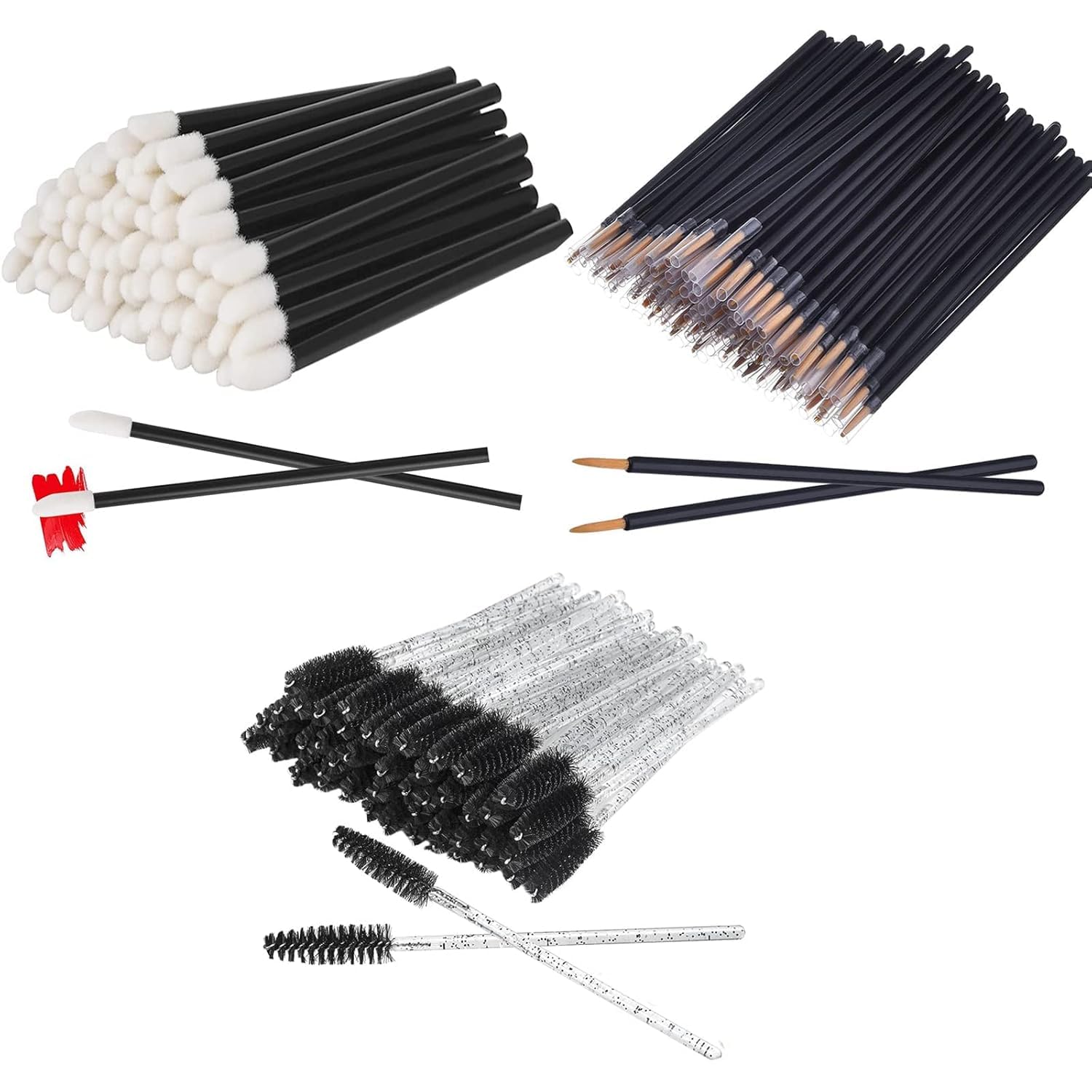50-Piece Makeup Brush Set - 20 Mascara Brushes, 20 Lipstick Applicators, 10 Eyeliner Brushes - Professional Beauty Tools for Eyelash, Lip & Eye Makeup - Perfect for Salon, Home Use & Travel Kit