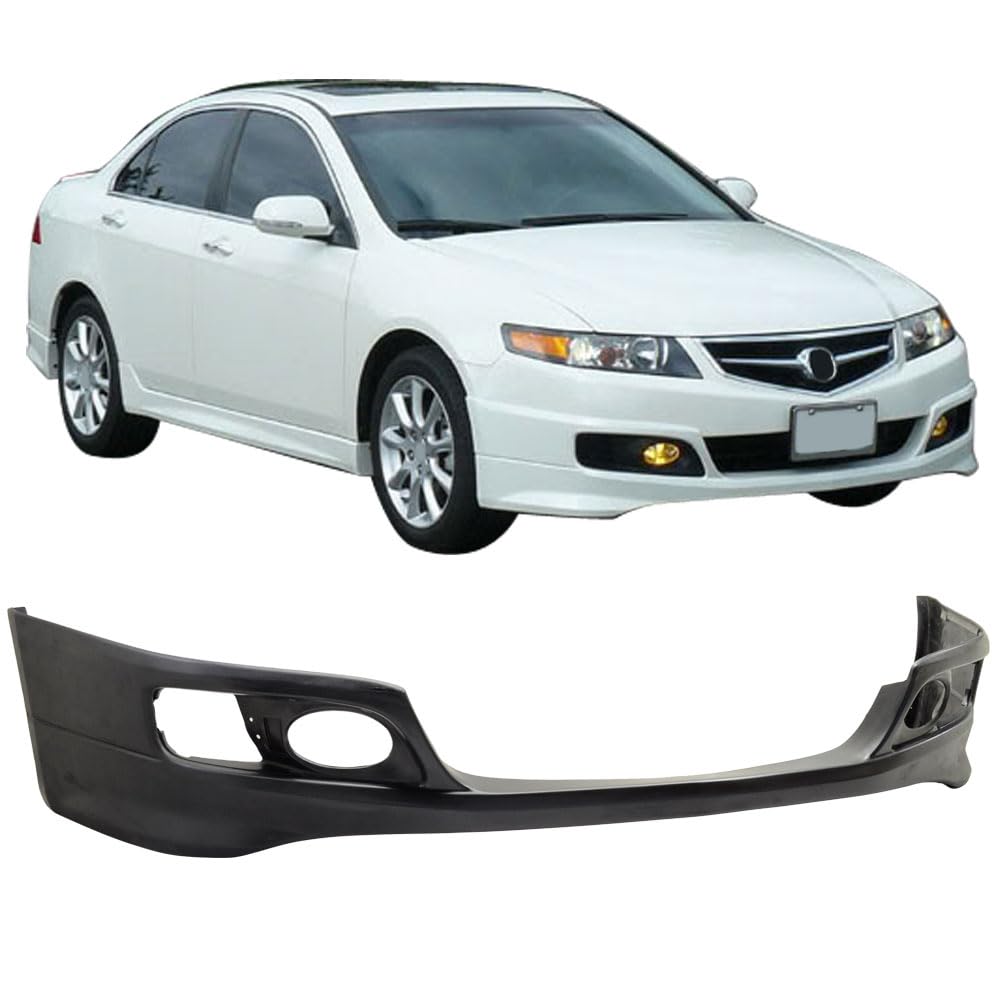 IKON MOTORSPORTS Front Bumper Lip Spoiler for 2006-2008 Acura TSX - Unpainted PU Chin Spoiler Add-On | Factory Style Fit | Enhance Vehicle Appearance & Aerodynamics | Perfect for Car Enthusiasts & Street Racing
