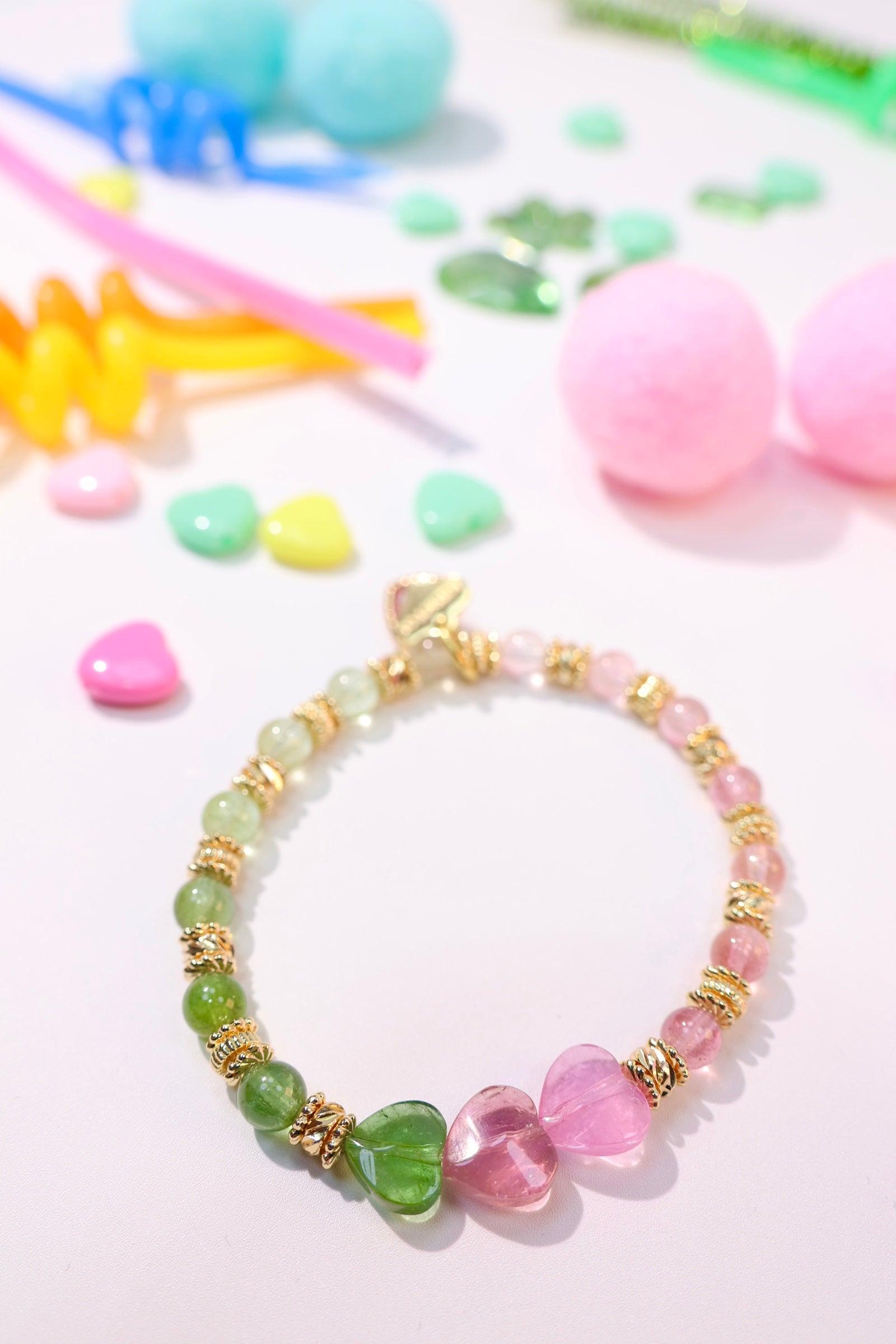 Gradient Heart Candy #07 Bracelet - Stylish Adjustable Beaded Bracelet for Women, Girls | Perfect Gift for Valentine's Day, Birthday, Anniversary | Fashion Jewelry for Everyday Wear & Special Occasions