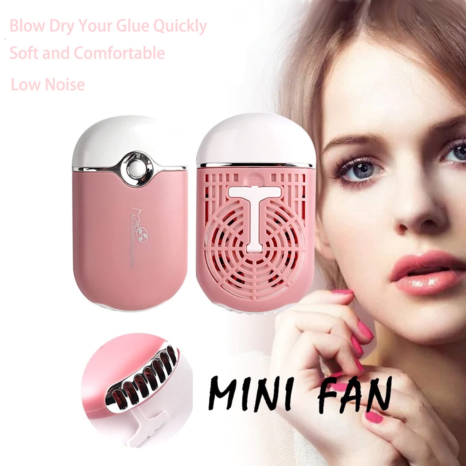 Professional Eyelash Extension Kit with USB Air Blower Fan, 50 Lash Shampoo Brushes, Blackhead Facial Cleaning Brush & Pink Plastic Wash Bottle - Perfect for Salon, Spa & Home Lash Care